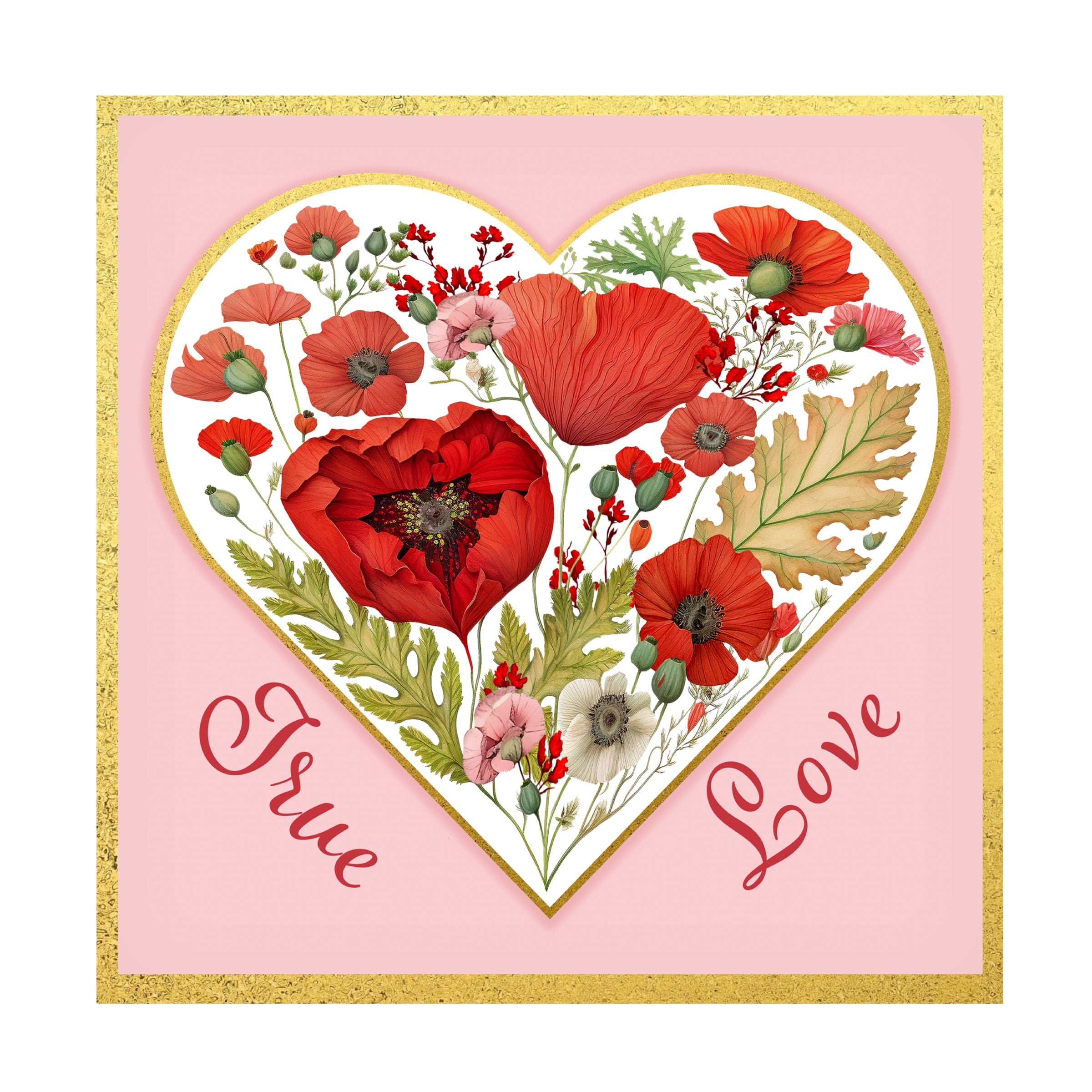Canvas Wall Art - Jean Plout 'Valentine Poppy Heart A' Wall Art for Living Room, Bedroom, or Office DÃ©cor by Trademark Fine Art - 18 x 18 Inches