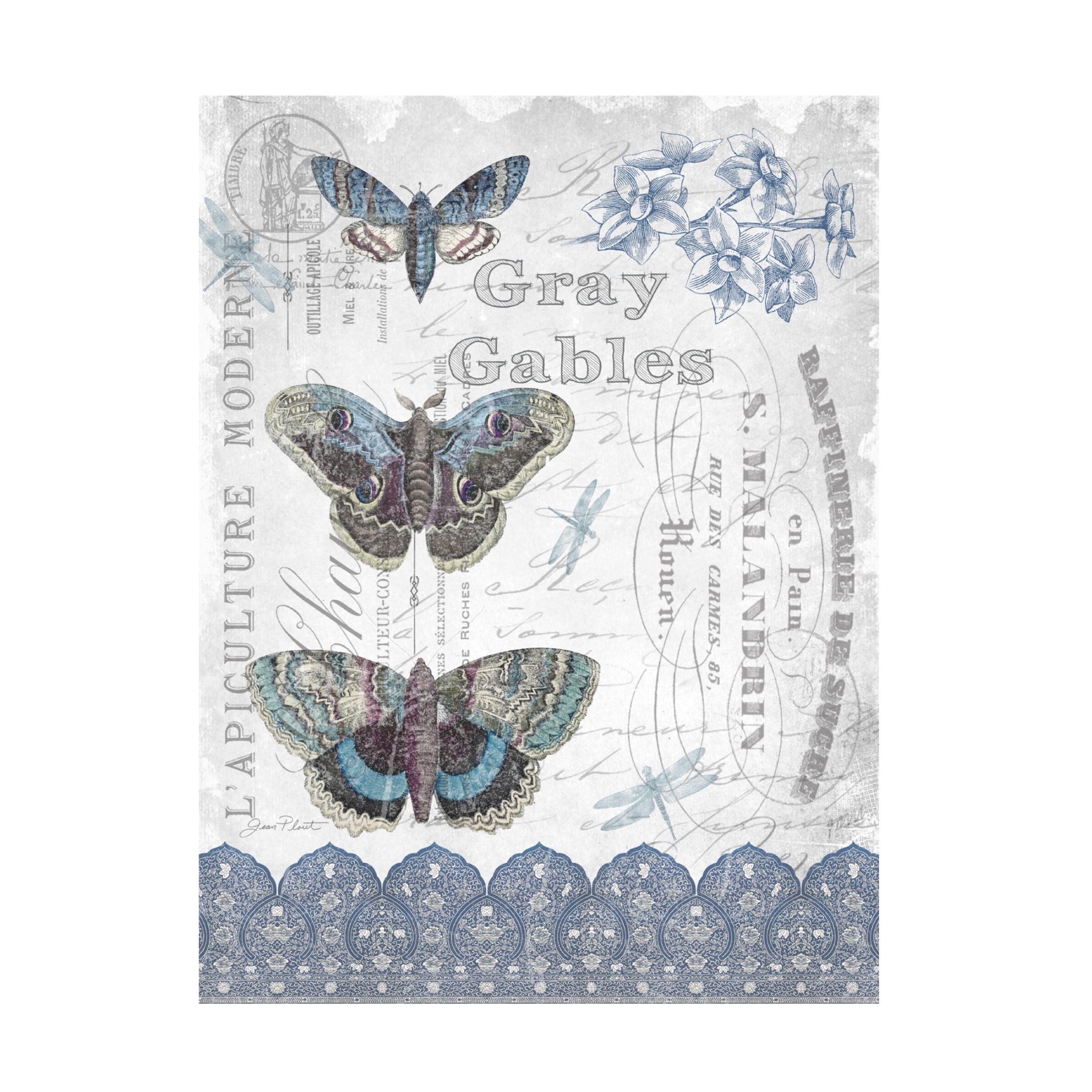 Canvas Wall Art - Jean Plout 'Vintage Moth Collage' Wall Art for Living Room, Bedroom, or Office Décor by Trademark Fine Art - 18 x 24 Inches