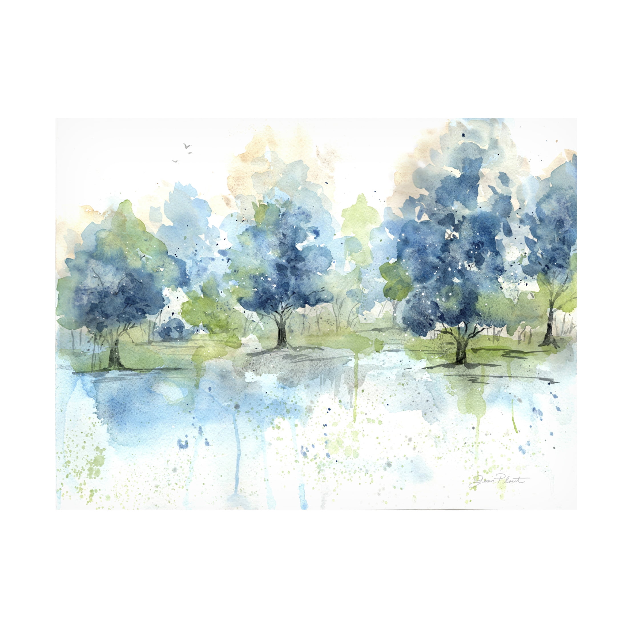 Canvas Wall Art - Jean Plout 'Washy Blue Landscape B' Wall Art for Living Room, Bedroom, or Office Décor by Trademark Fine Art - 47 x 35 Inches