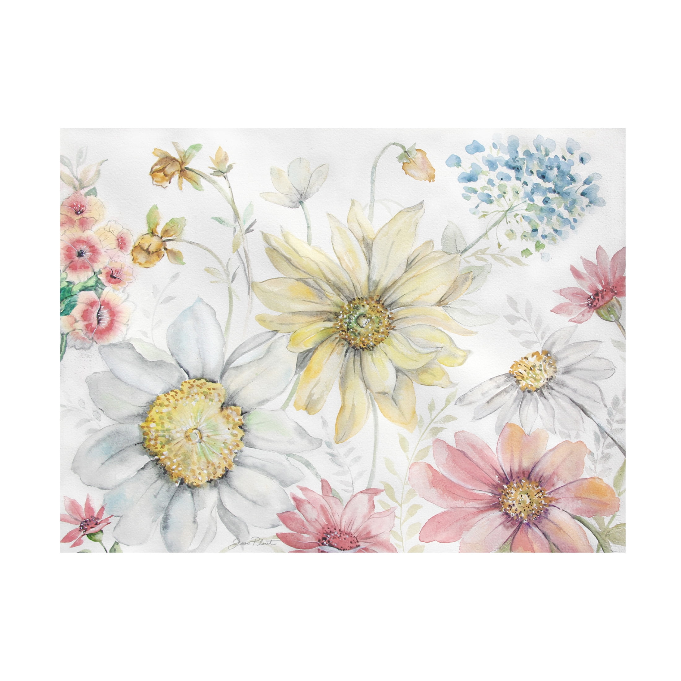 Canvas Wall Art - Jean Plout 'Watercolor Blooms' Wall Art for Living Room, Bedroom, or Office Décor by Trademark Fine Art - 47 x 35 Inches