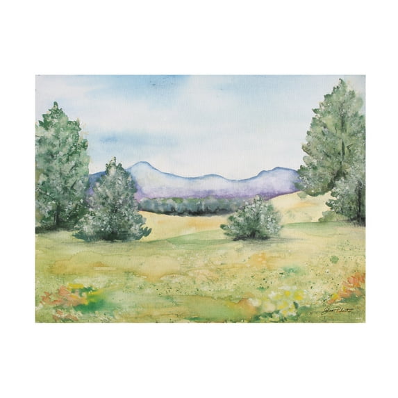 Canvas Wall Art - Jean Plout 'Watercolor Landscape Countryside' Wall Art for Living Room, Bedroom, or Office Décor by Trademark Fine Art - 19 x 14 Inches
