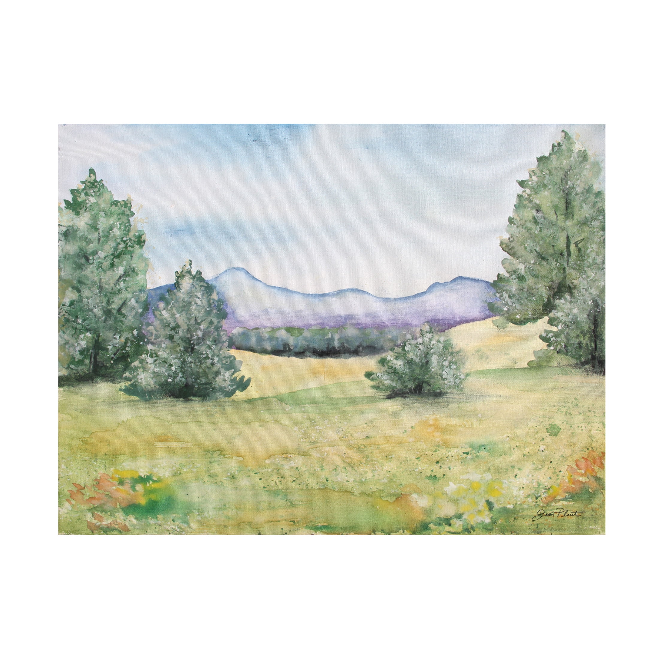 Canvas Wall Art - Jean Plout 'Watercolor Landscape Countryside' Wall Art for Living Room, Bedroom, or Office Décor by Trademark Fine Art - 24 x 18 Inches