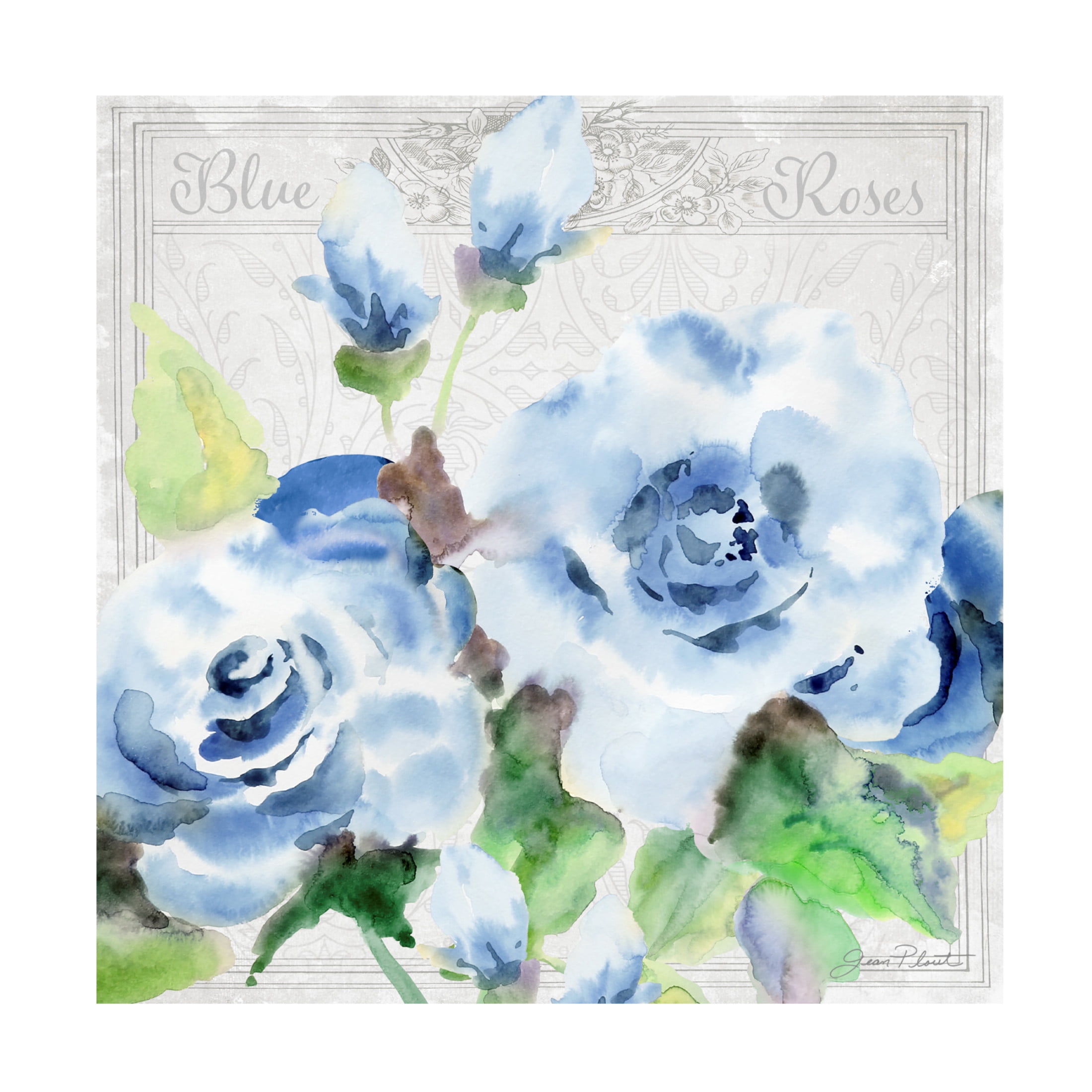Canvas Wall Art - Jean Plout 'Watercolor Roses A' Wall Art for Living Room, Bedroom, or Office Décor by Trademark Fine Art - 24 x 24 Inches