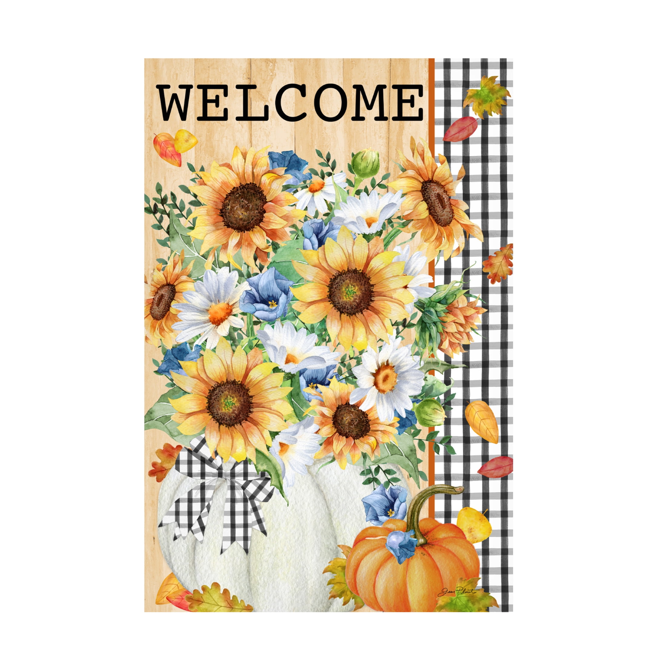 Canvas Wall Art - Jean Plout 'Welcome Pumpkin Bouquet' Wall Art for Living Room, Bedroom, or Office Décor by Trademark Fine Art - 22 x 32 Inches