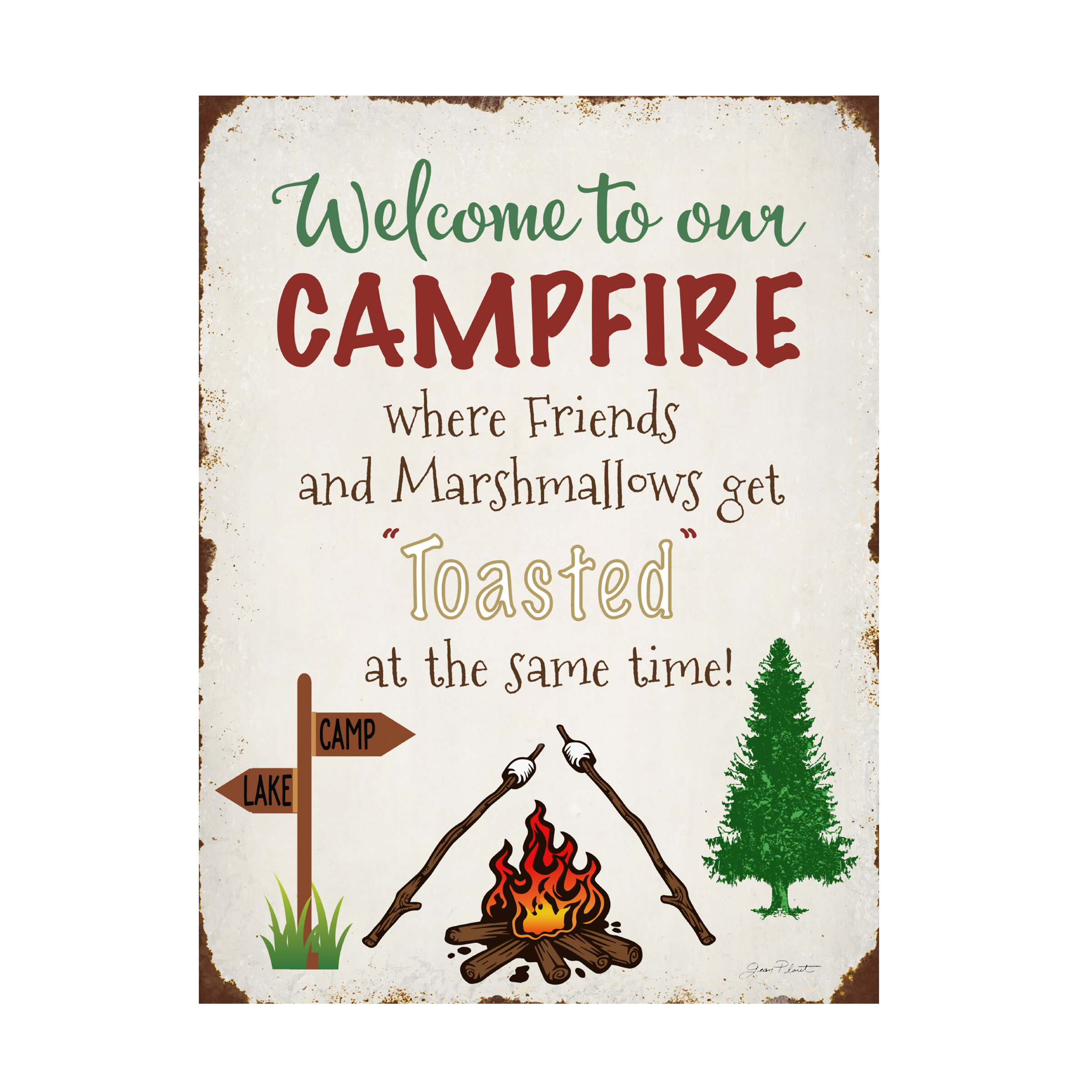 Canvas Wall Art - Jean Plout 'Welcome To Our Campfire 2' Wall Art for Living Room, Bedroom, or Office DÃ©cor by Trademark Fine Art - 18 x 24 Inches