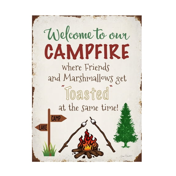 Canvas Wall Art - Jean Plout 'Welcome To Our Campfire 2' Wall Art for Living Room, Bedroom, or Office DÃ©cor by Trademark Fine Art - 24 x 32 Inches