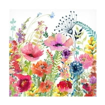 Canvas Wall Art - Jean Plout 'Whimsical Wildflowers C' Wall Art for Living Room, Bedroom, or Office Décor by Trademark Fine Art - 14 x 14 Inches