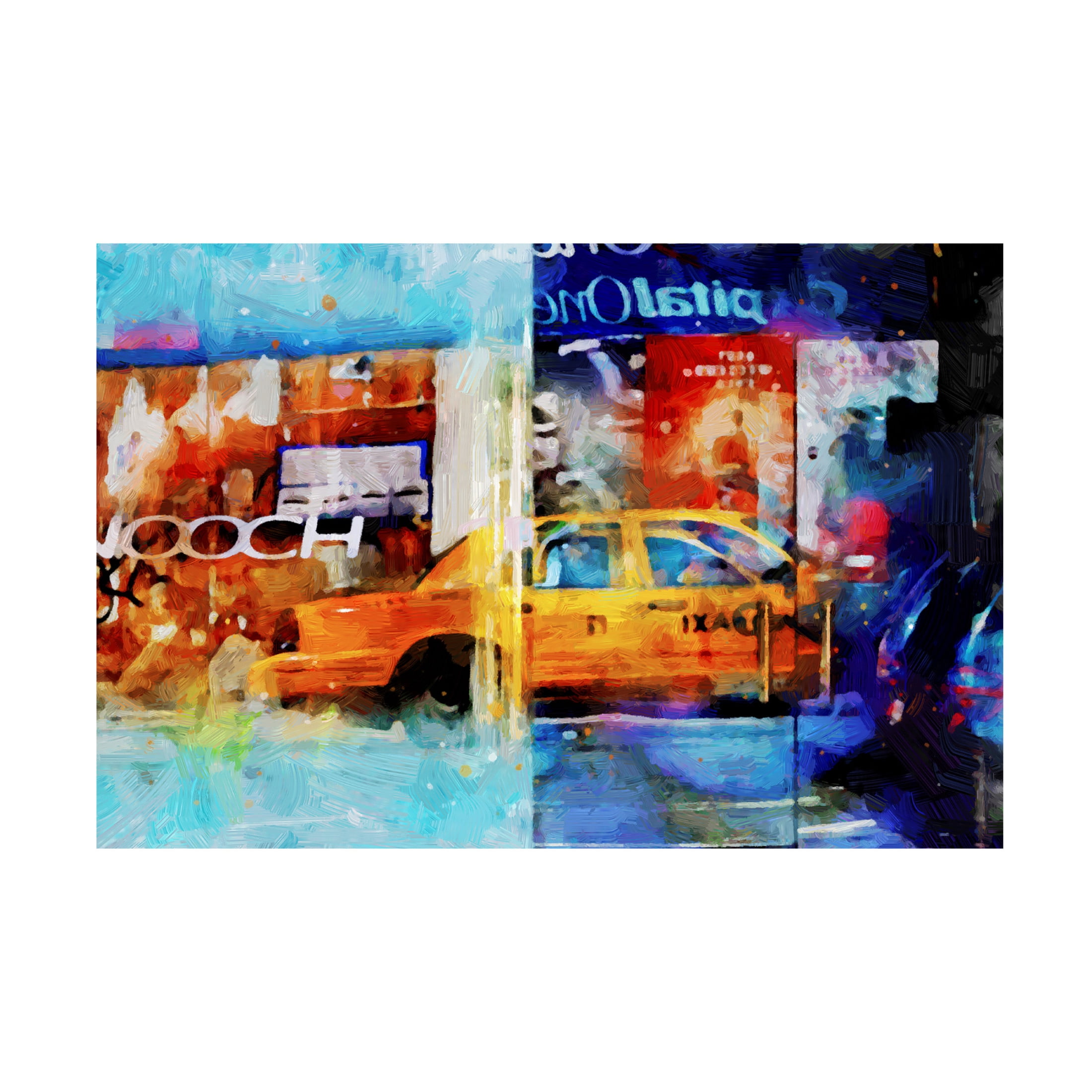 Canvas Wall Art - Jeff Pica 'Chelsea Taxi Reflection' Wall Art for Living Room, Bedroom, or Office Décor by Trademark Fine Art - 47 x 30 Inches