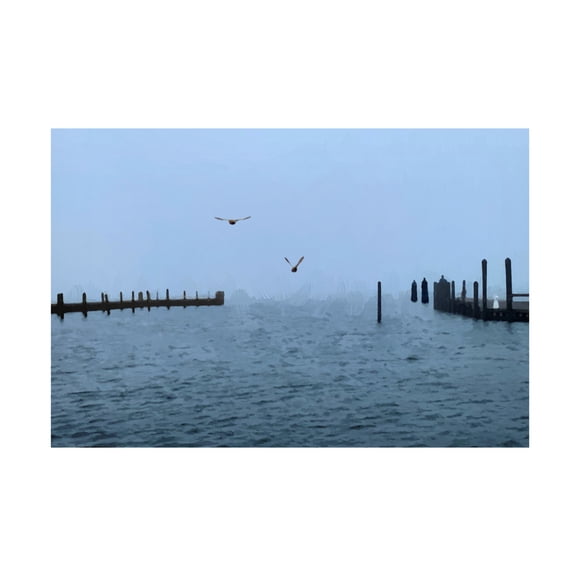 Canvas Wall Art - Jeff Pica 'Pines Harbor Blue' Wall Art for Living Room, Bedroom, or Office Décor by Trademark Fine Art - 32 x 22 Inches
