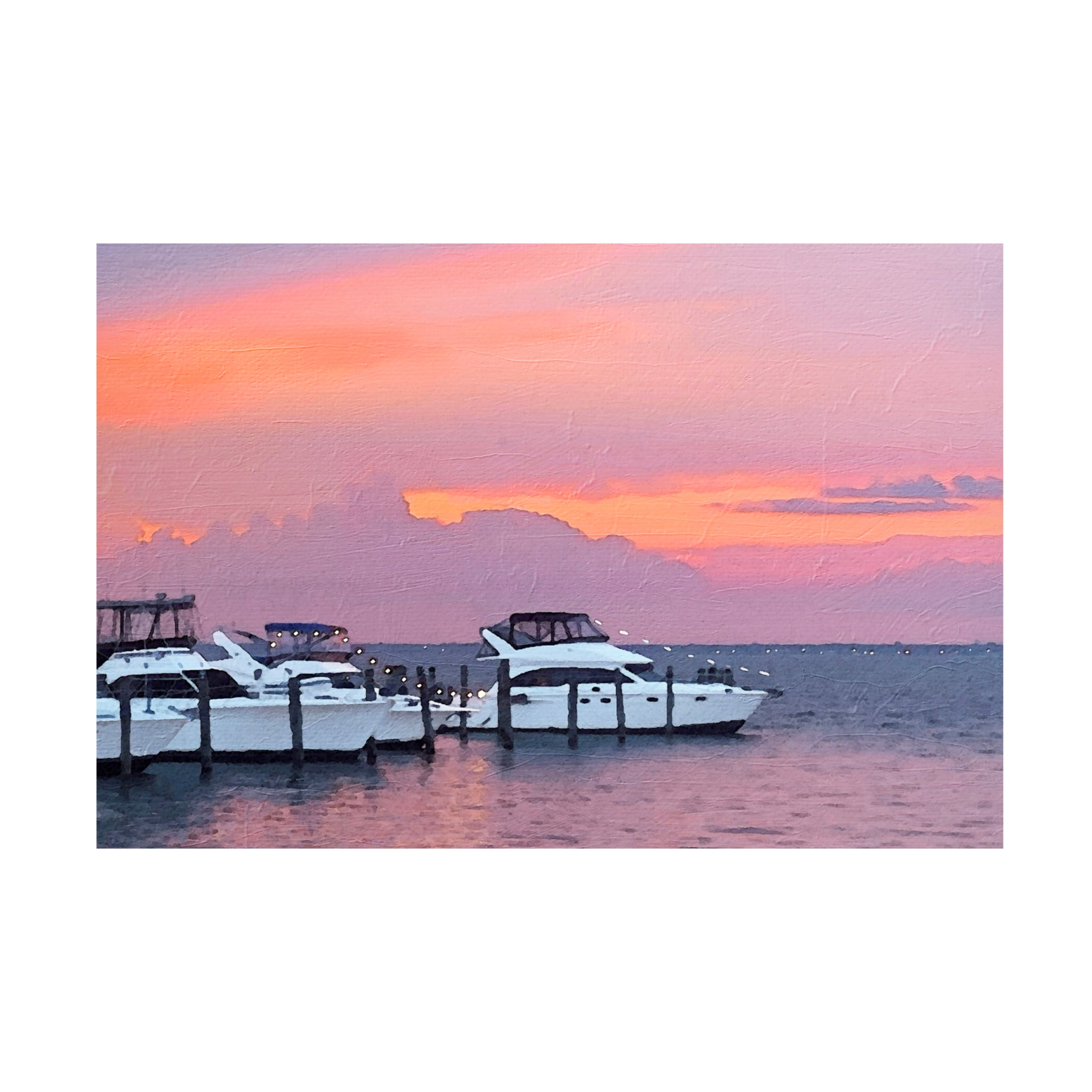 Canvas Wall Art - Jeff Pica 'Pines Harbor Pink' Wall Art for Living Room, Bedroom, or Office Décor by Trademark Fine Art - 47 x 30 Inches