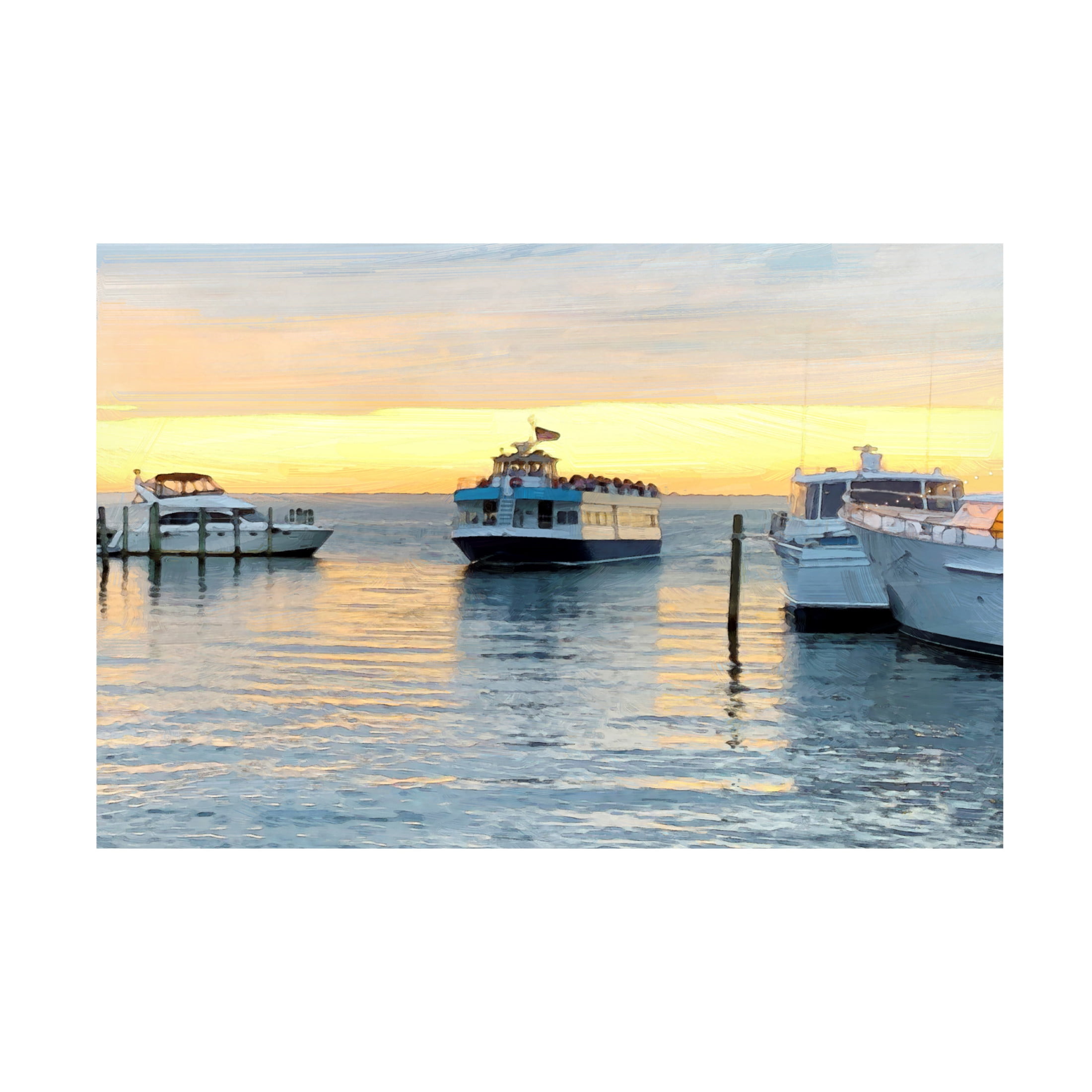 Canvas Wall Art - Jeff Pica 'Pines Harbor Yellow' Wall Art for Living Room, Bedroom, or Office Décor by Trademark Fine Art - 47 x 30 Inches