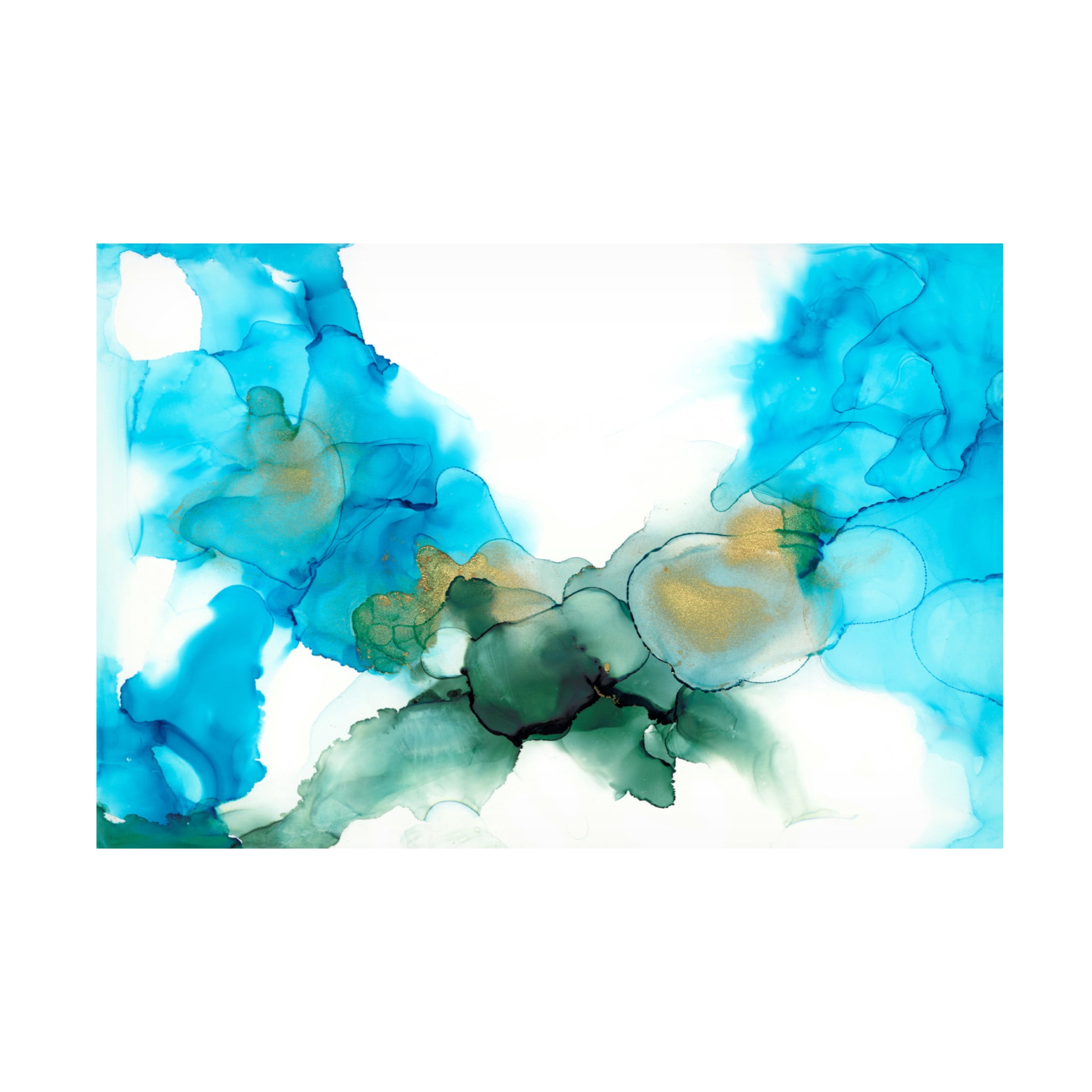 Canvas Wall Art - Jennifer Goldberger 'Aqua Bloom I' Wall Art for Living Room, Bedroom, or Office Décor by Trademark Fine Art - 32 x 22 Inches