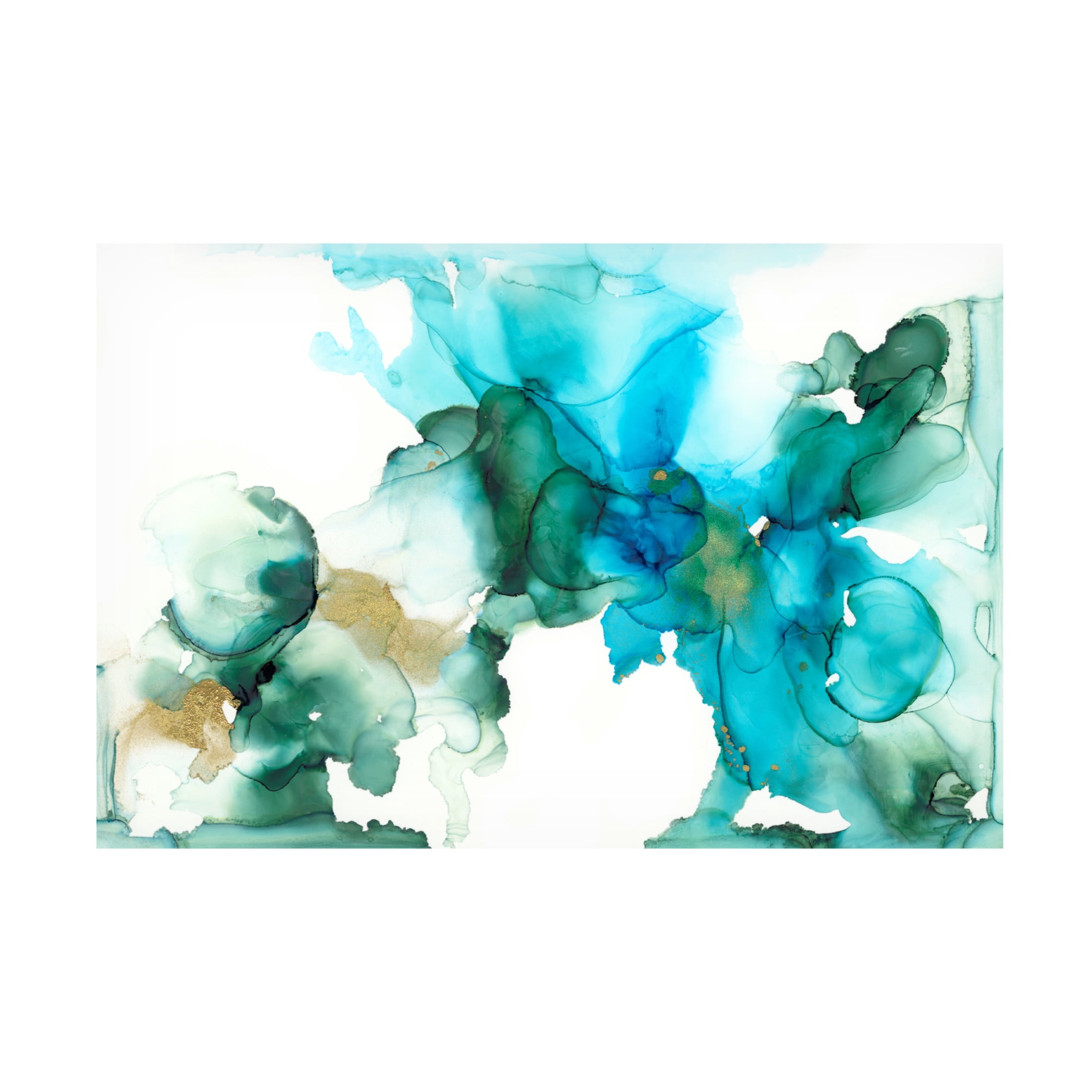Canvas Wall Art - Jennifer Goldberger 'Aqua Bloom II' Wall Art for Living Room, Bedroom, or Office Décor by Trademark Fine Art - 32 x 22 Inches