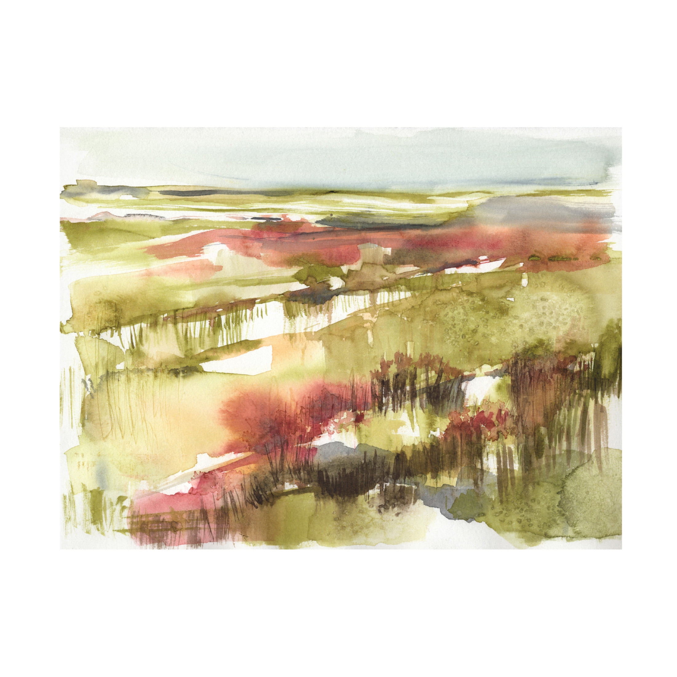 Canvas Wall Art - Jennifer Goldberger 'Burgundy Flower Horizon I' Wall Art for Living Room, Bedroom, or Office Décor by Trademark Fine Art - 24 x 18 Inches