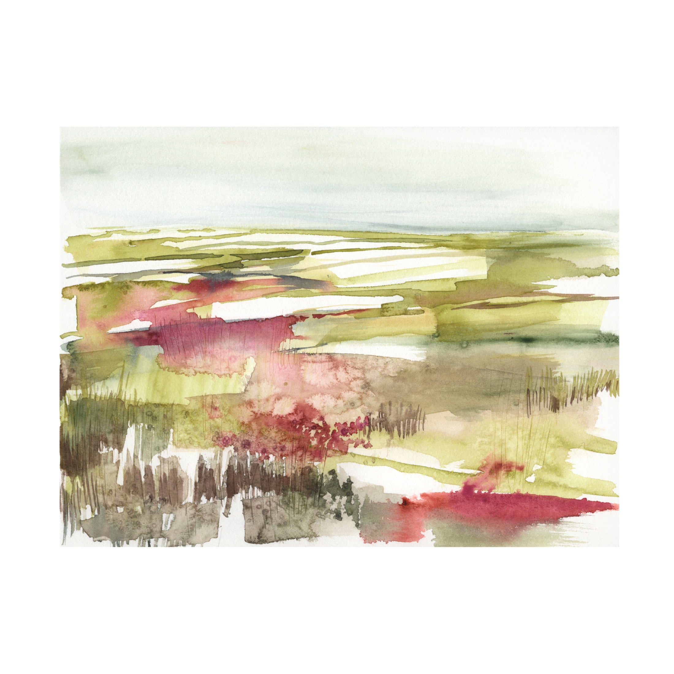 Canvas Wall Art - Jennifer Goldberger 'Burgundy Flower Horizon II' Wall Art for Living Room, Bedroom, or Office Décor by Trademark Fine Art - 32 x 24 Inches
