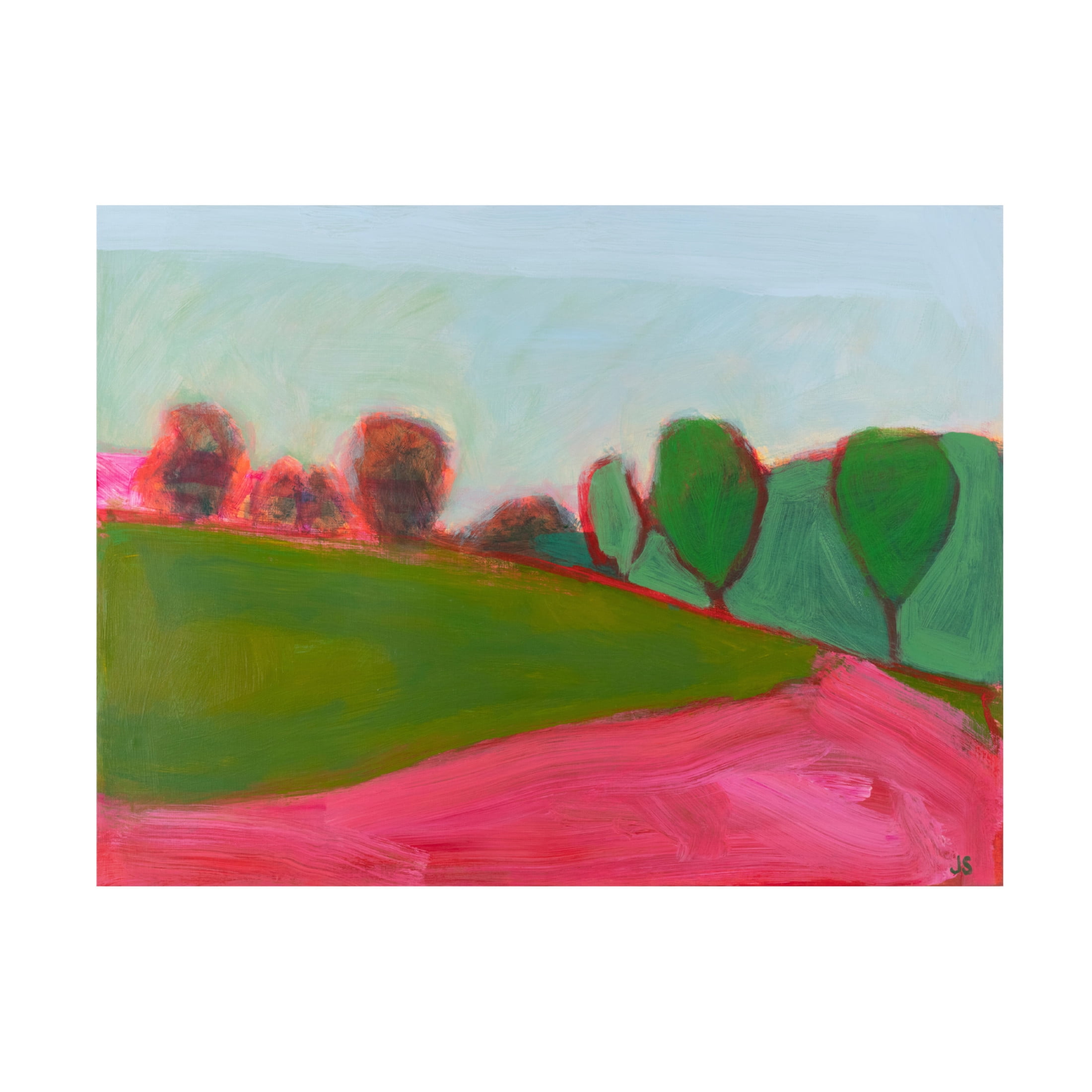 Canvas Wall Art - Jessica Singerman 'Field and Forest With Pink' Wall Art for Living Room, Bedroom, or Office Décor by Trademark Fine Art - 19 x 14 Inches