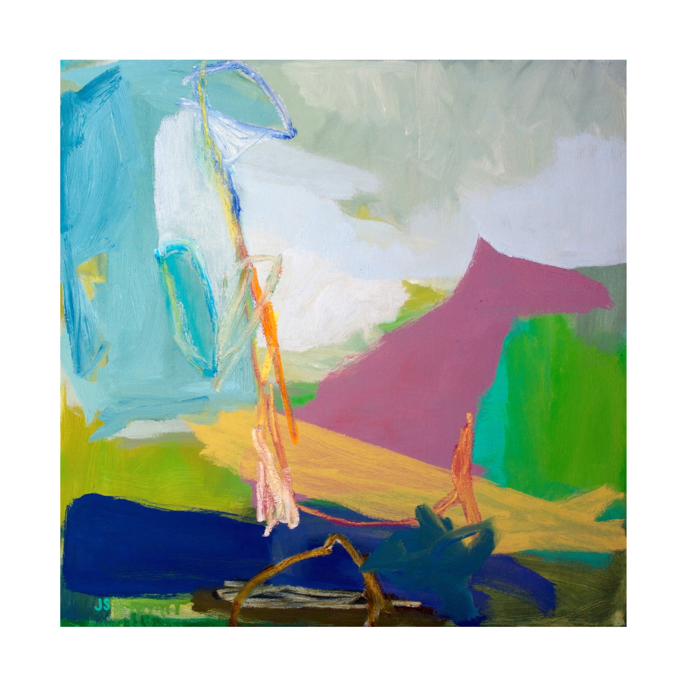Canvas Wall Art - Jessica Singerman 'Land With Dog' Wall Art for Living Room, Bedroom, or Office Décor by Trademark Fine Art - 14 x 14 Inches