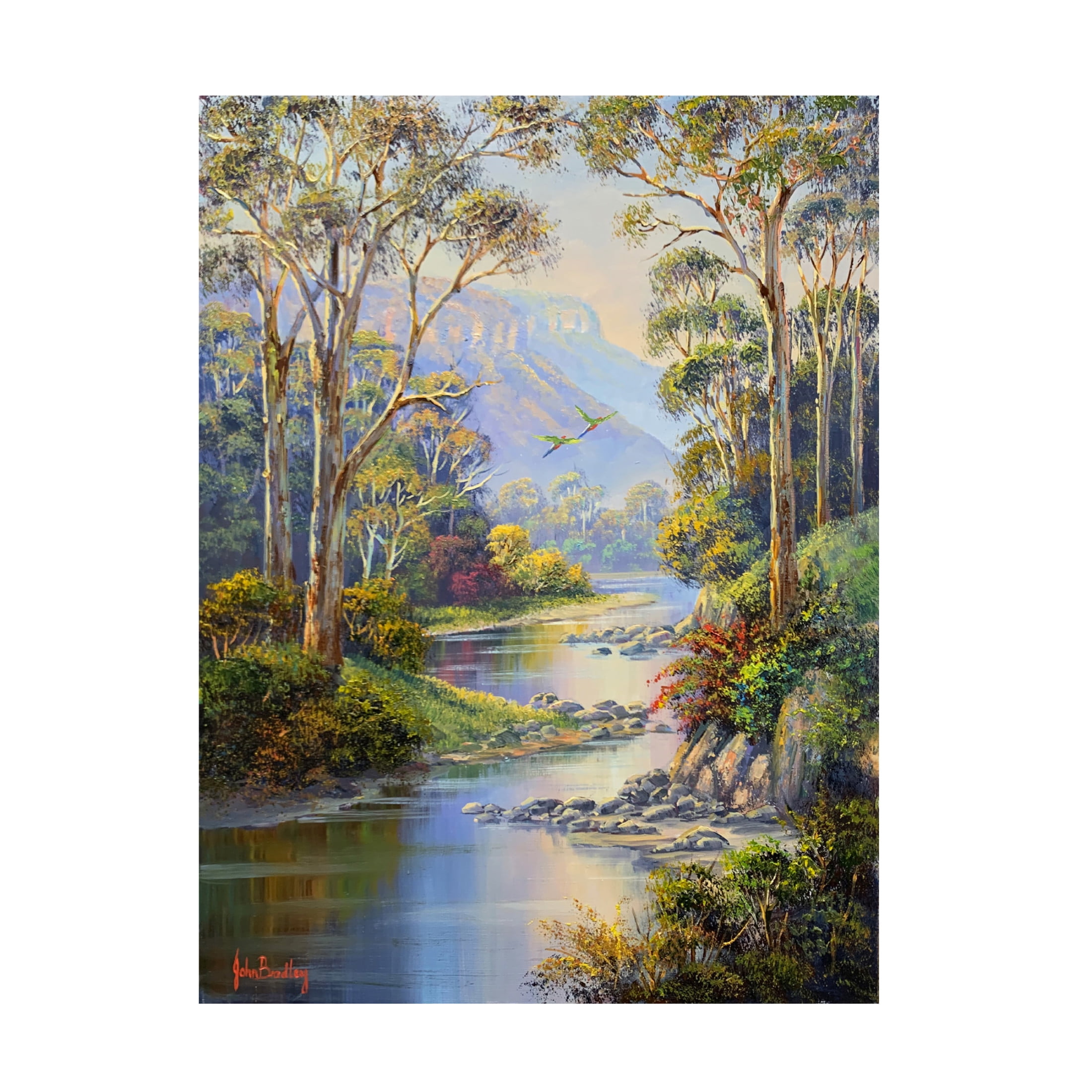 Canvas Wall Art - John Bradley 'Autmn Tones - Megalong Creek' Wall Art for Living Room, Bedroom, or Office Décor by Trademark Fine Art - 35 x 47 Inches