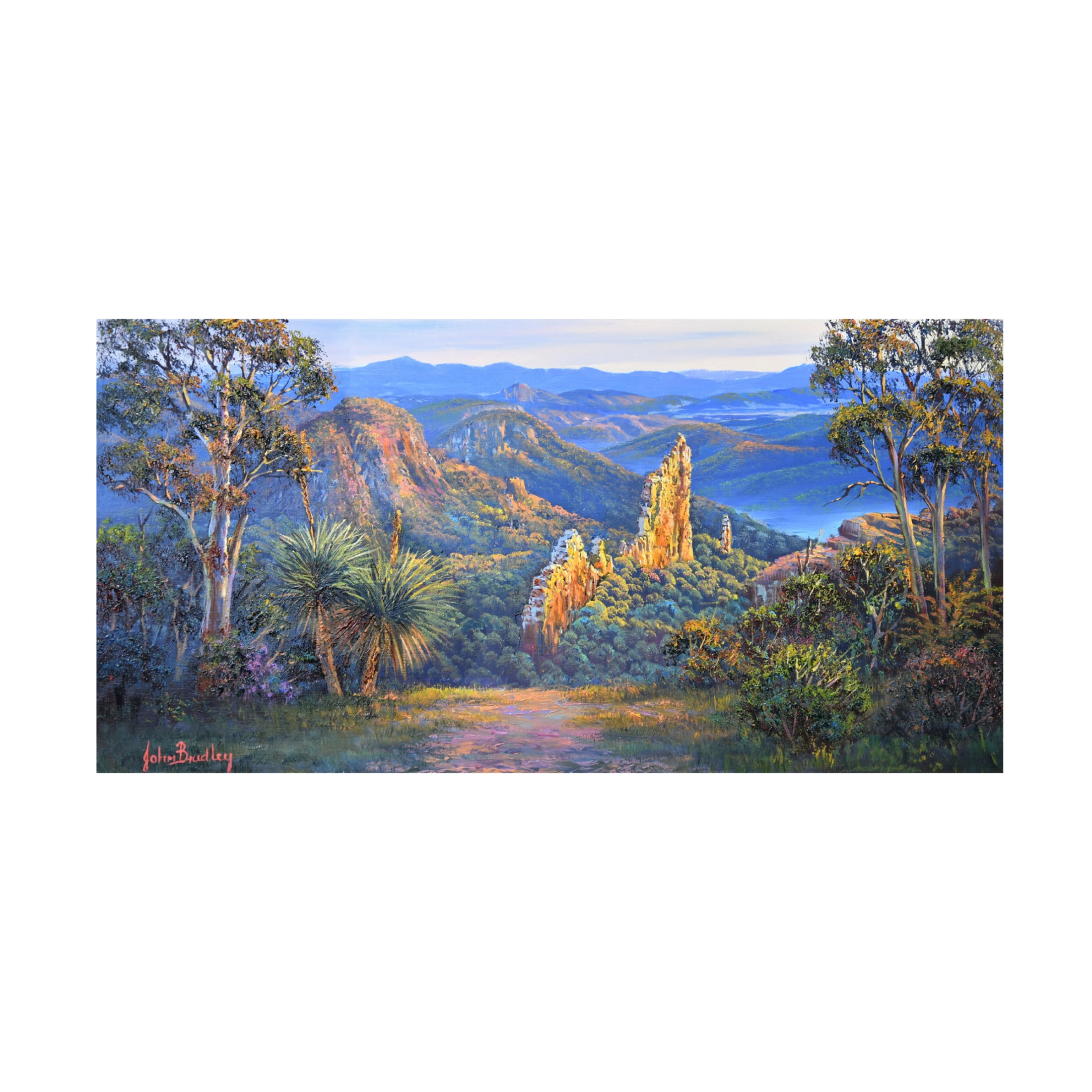 Canvas Wall Art - John Bradley 'Dawn in the Warrumbungles' Wall Art for Living Room, Bedroom, or Office Décor by Trademark Fine Art - 19 x 10 Inches