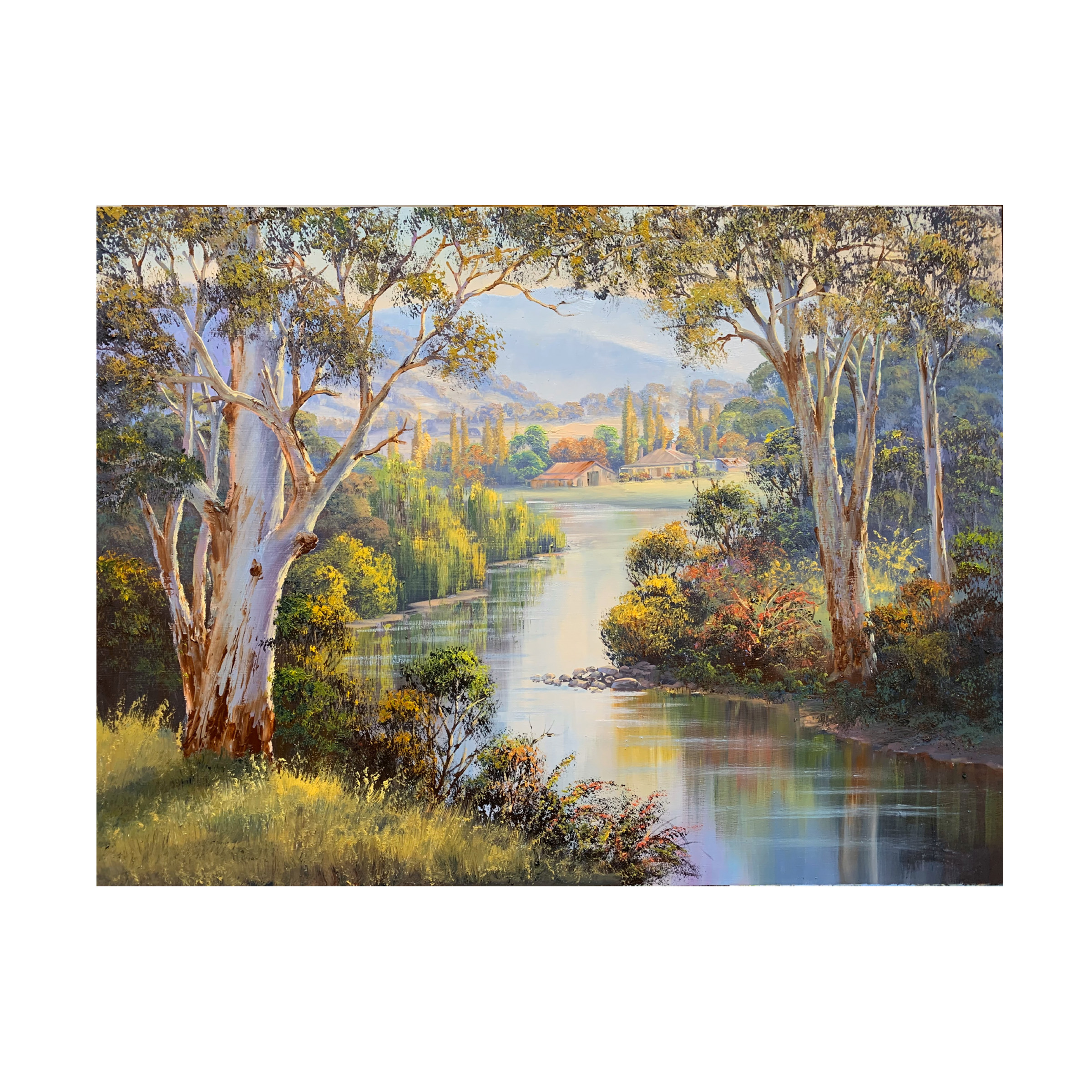 Canvas Wall Art - John Bradley 'Down by the Riverside' Wall Art for Living Room, Bedroom, or Office DÃ©cor by Trademark Fine Art - 47 x 35 Inches