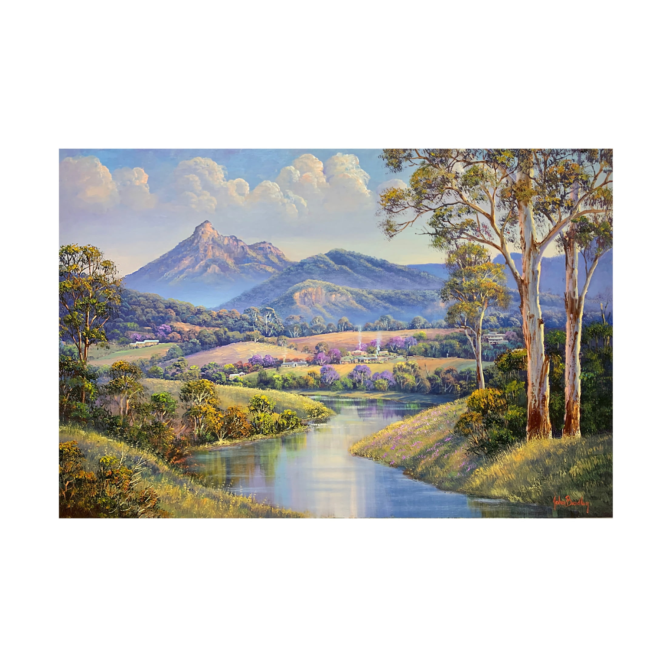Canvas Wall Art - John Bradley 'Early Morning - Mt Warning' Wall Art for Living Room, Bedroom, or Office Décor by Trademark Fine Art - 24 x 16 Inches