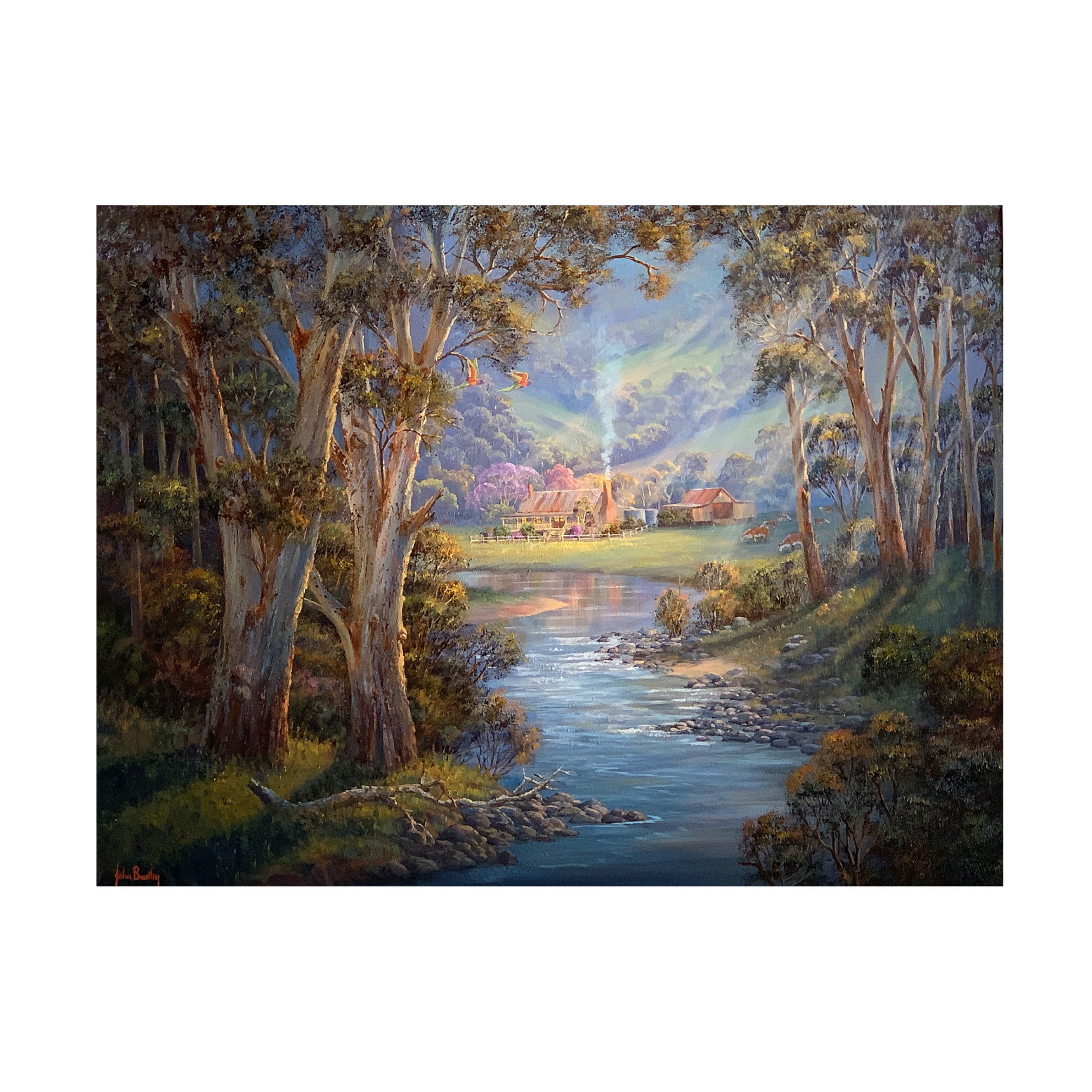 Canvas Wall Art - John Bradley 'Peaking through the Forest' Wall Art for Living Room, Bedroom, or Office Décor by Trademark Fine Art - 32 x 24 Inches