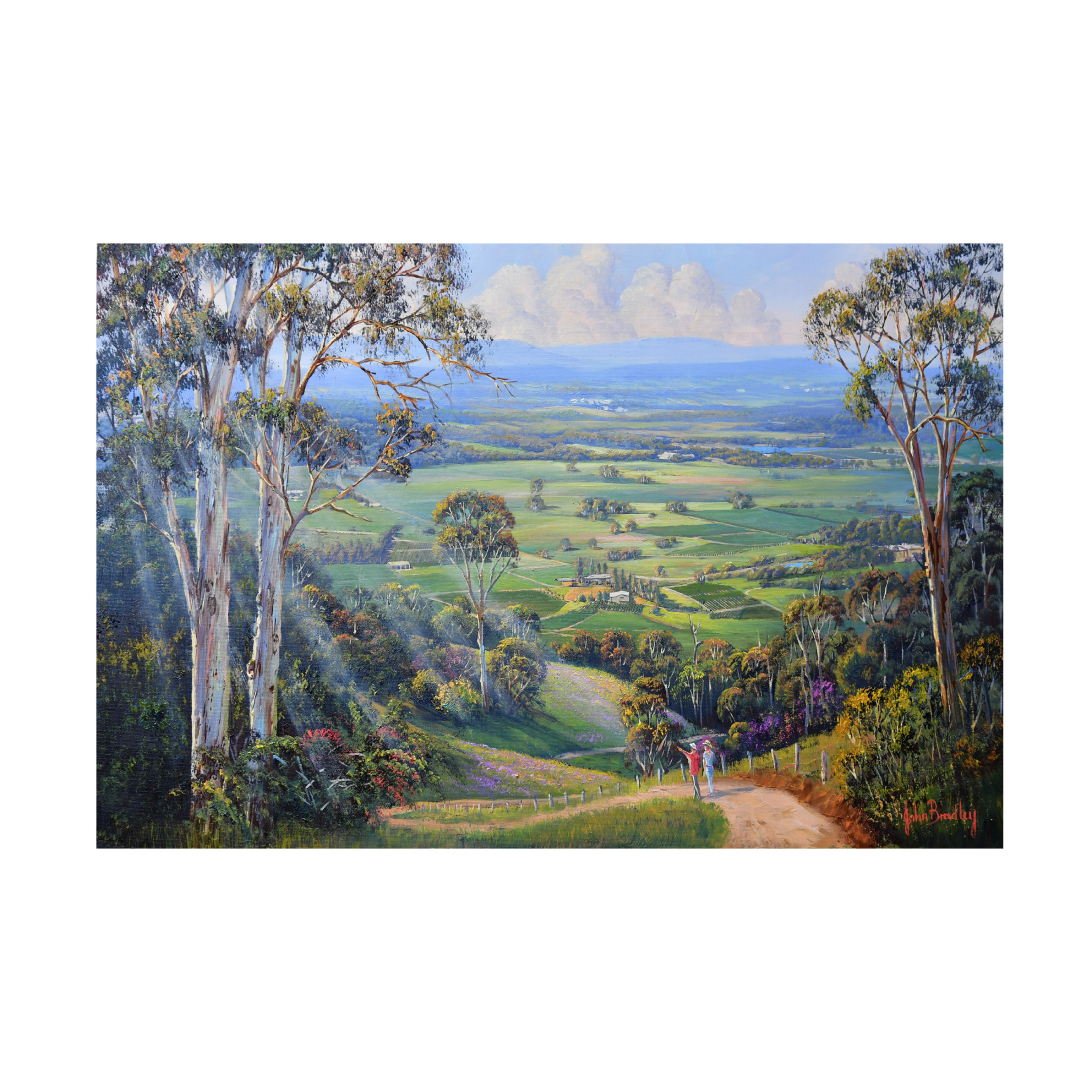 Canvas Wall Art - John Bradley 'Pokolbin Mountain Lookdown' Wall Art for Living Room, Bedroom, or Office Décor by Trademark Fine Art - 32 x 22 Inches