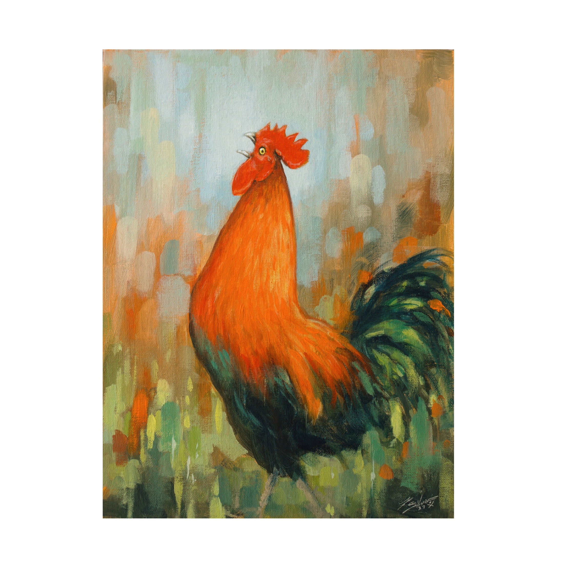 Canvas Wall Art - John Silver 'Cockerel' Wall Art for Living Room, Bedroom, or Office Décor by Trademark Fine Art - 18 x 24 Inches