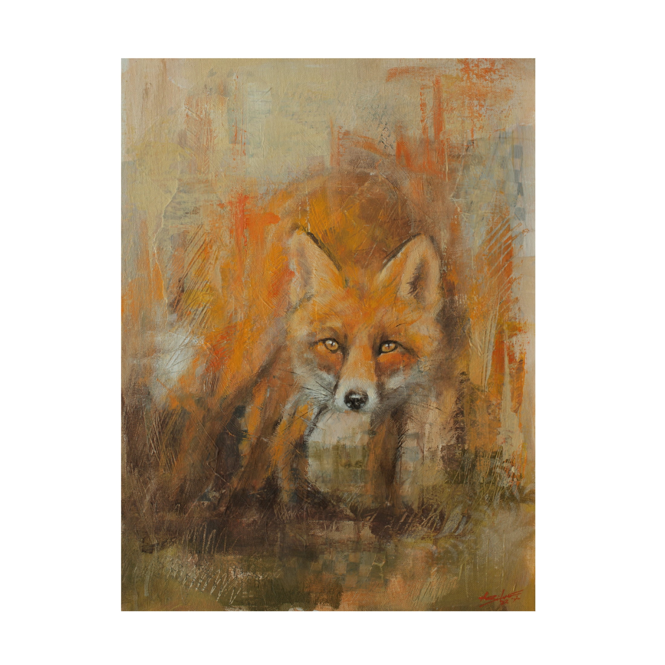 Canvas Wall Art - John Silver 'Fox Portrait 2' Wall Art for Living Room, Bedroom, or Office Décor by Trademark Fine Art - 18 x 24 Inches
