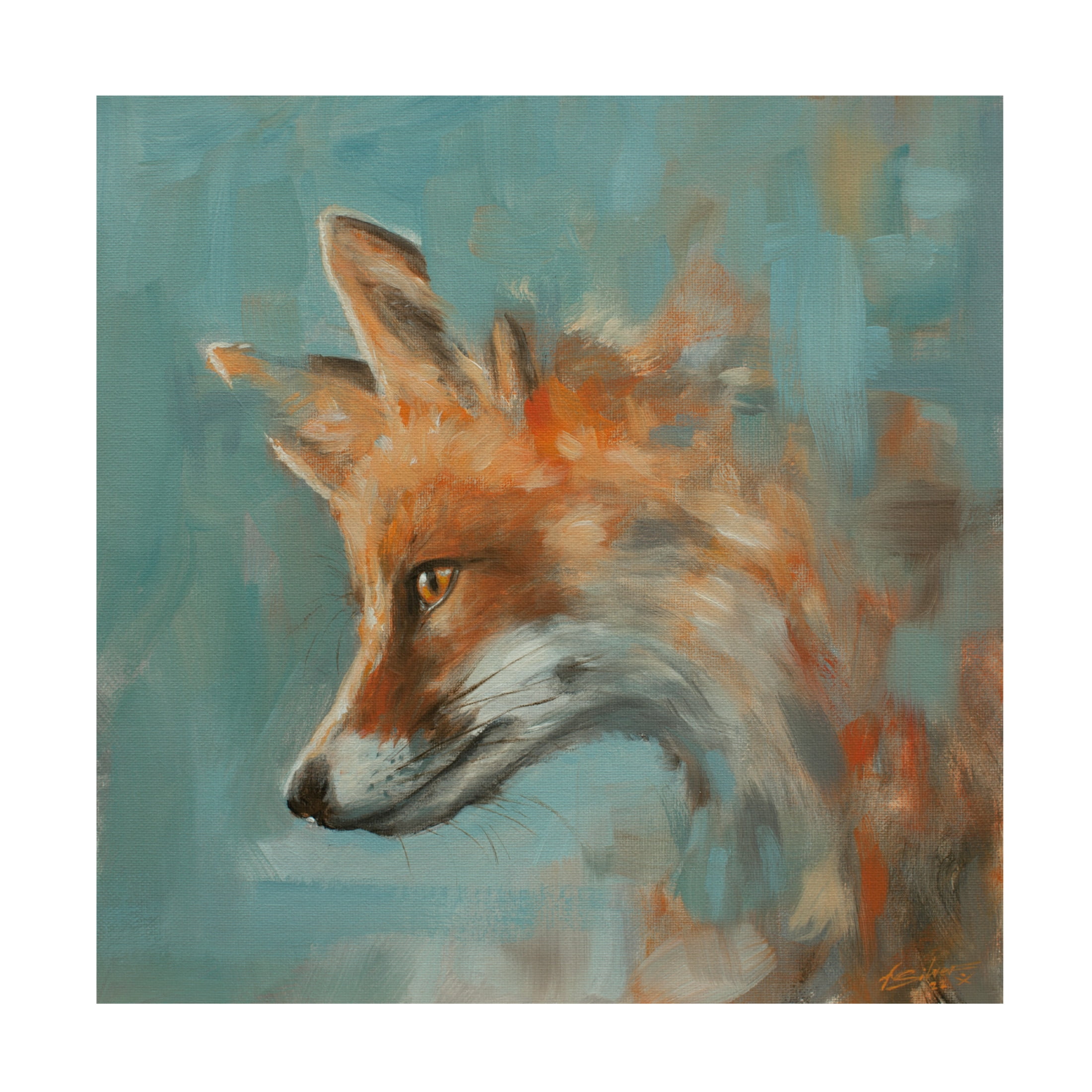 Canvas Wall Art - John Silver 'Fox Portrait' Wall Art for Living Room, Bedroom, or Office Décor by Trademark Fine Art - 35 x 35 Inches
