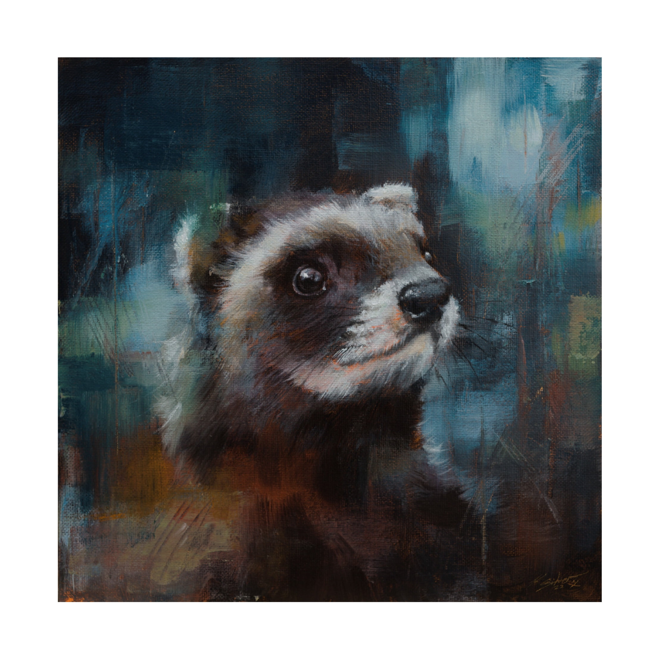 Canvas Wall Art - John Silver 'Pole Cat' Wall Art for Living Room, Bedroom, or Office Décor by Trademark Fine Art - 35 x 35 Inches
