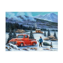 Canvas Wall Art - John Zaccheo 'Bringing Home The Tree' Wall Art for Living Room, Bedroom, or Office Décor by Trademark Fine Art - 19 x 14 Inches