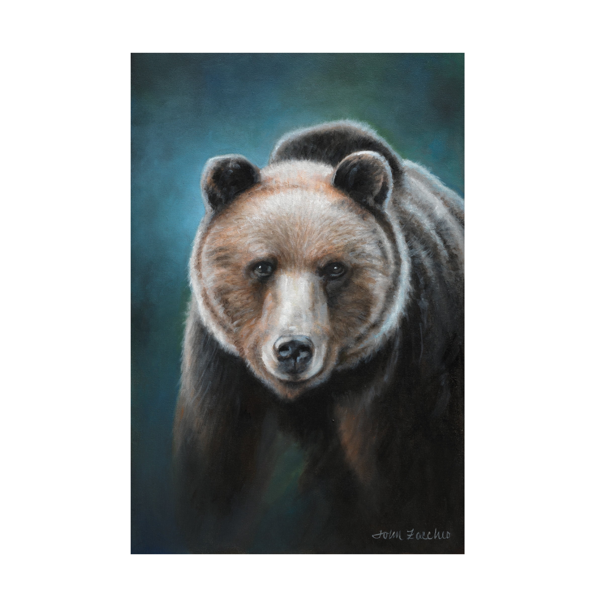 Canvas Wall Art - John Zaccheo 'Brown Bear' Wall Art for Living Room, Bedroom, or Office DÃ©cor by Trademark Fine Art - 22 x 32 Inches
