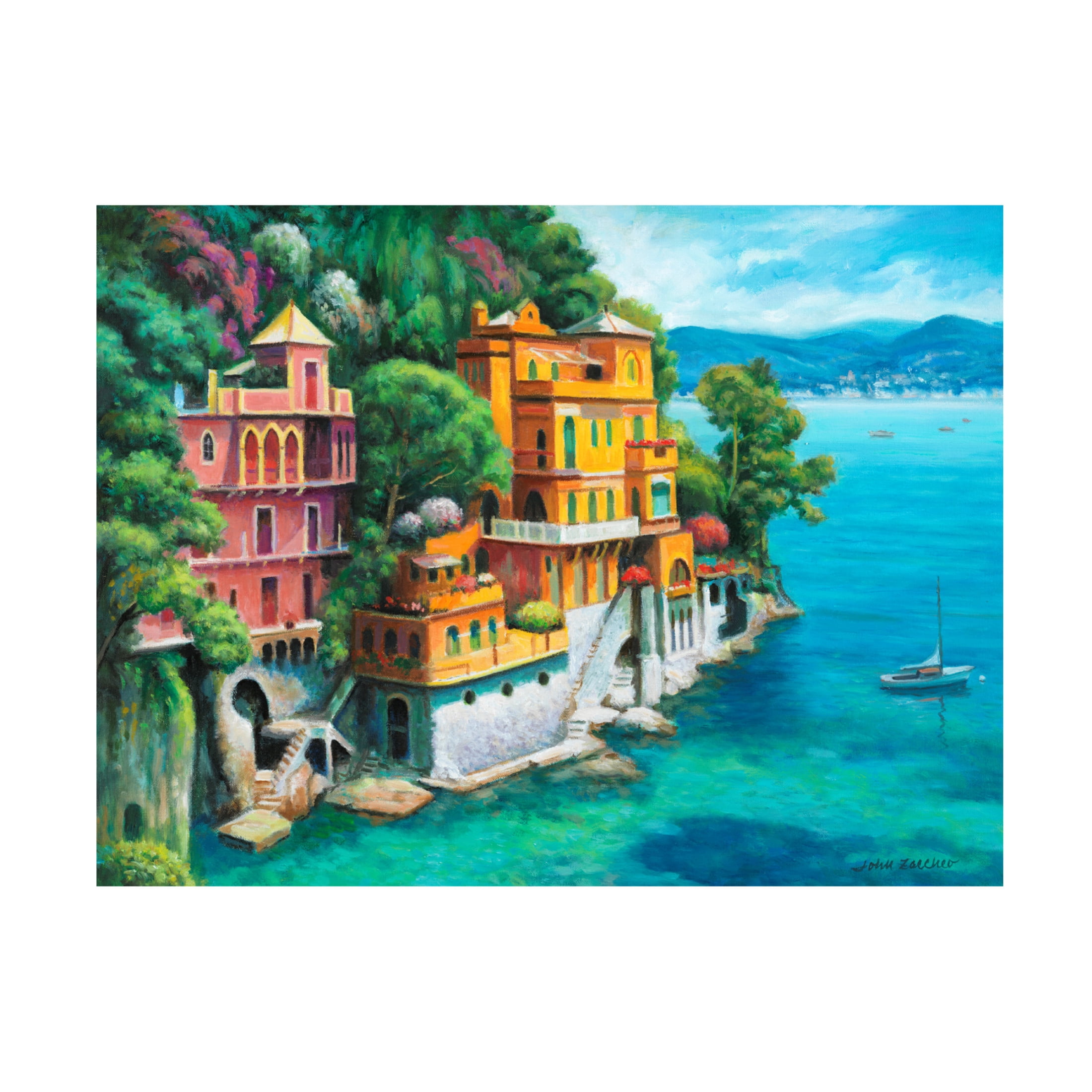 Canvas Wall Art - John Zaccheo 'Domina Beach Portofino Italy' Wall Art for Living Room, Bedroom, or Office Décor by Trademark Fine Art - 47 x 35 Inches