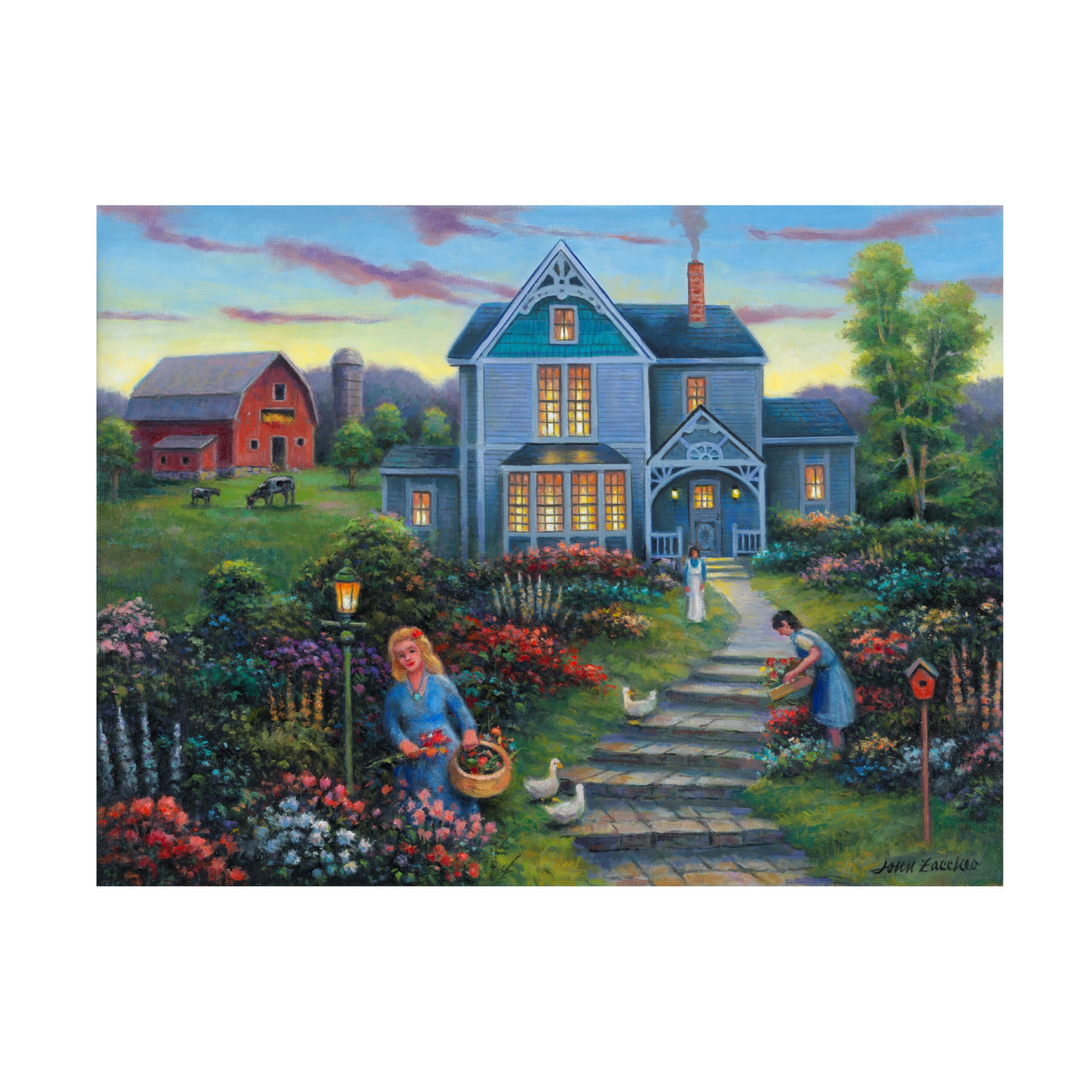 Canvas Wall Art - John Zaccheo 'Gathering' Wall Art for Living Room, Bedroom, or Office Décor by Trademark Fine Art - 32 x 24 Inches