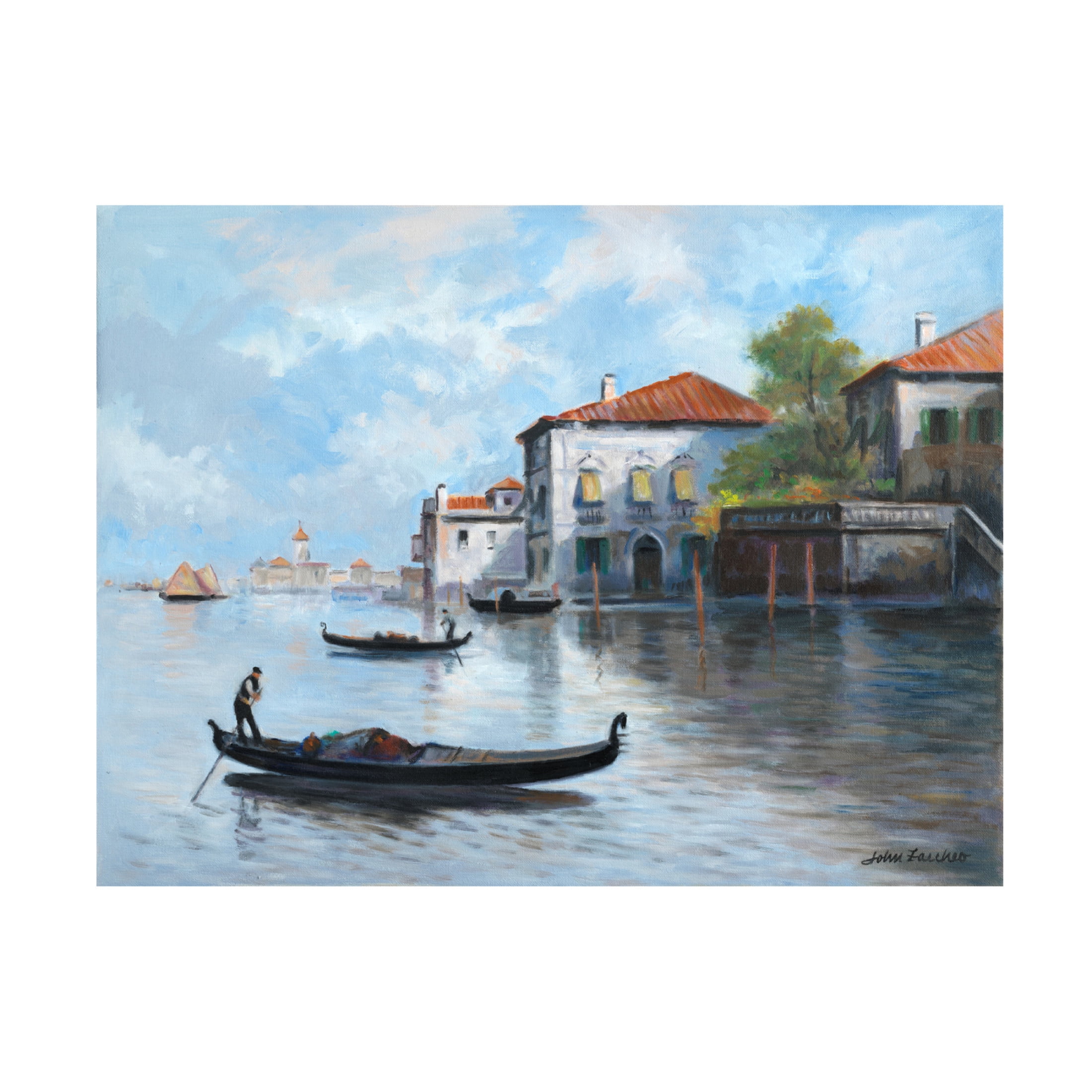 Canvas Wall Art - John Zaccheo 'Gondolas' Wall Art for Living Room, Bedroom, or Office Décor by Trademark Fine Art - 32 x 24 Inches