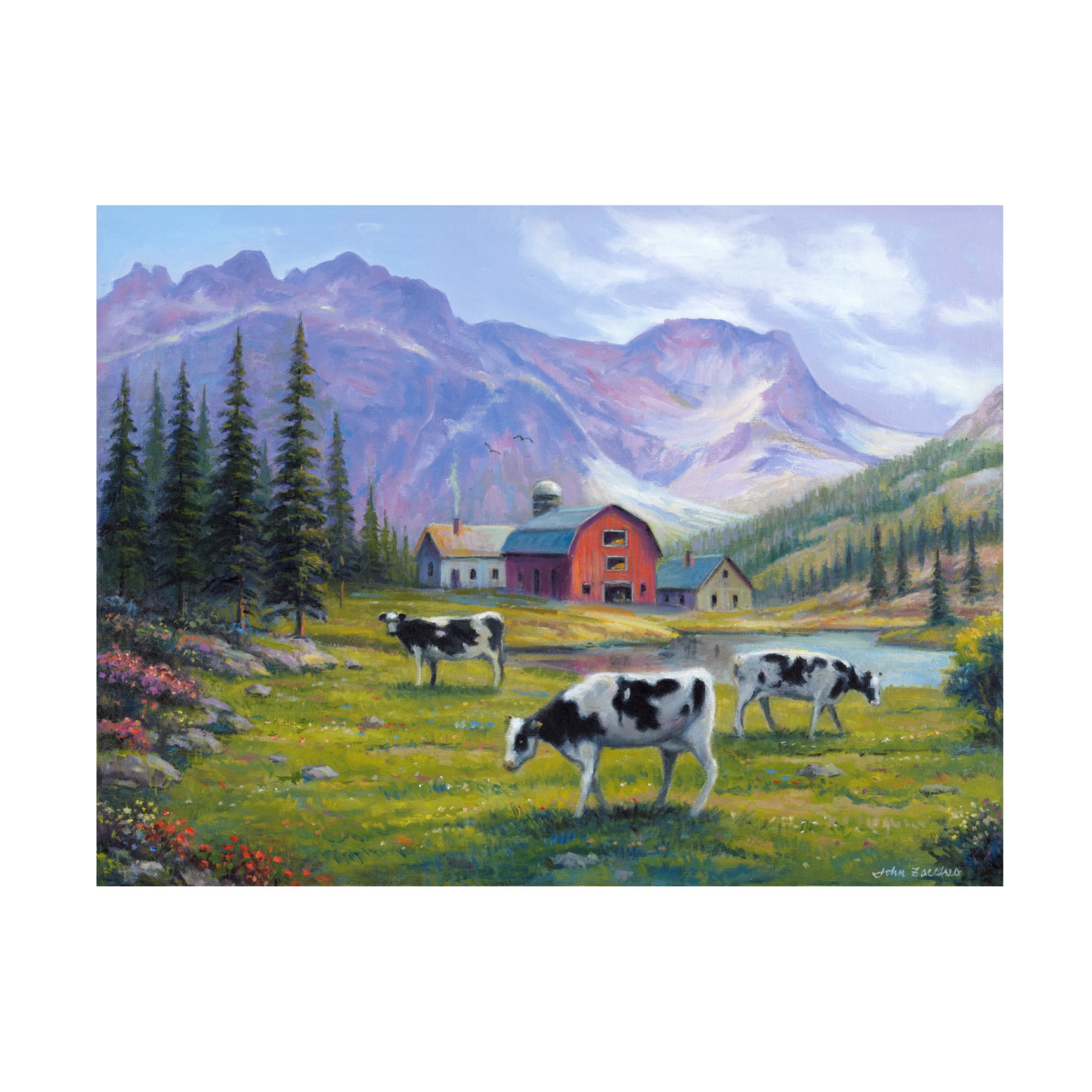 Canvas Wall Art - John Zaccheo 'Peaceful Pasture' Wall Art for Living Room, Bedroom, or Office Décor by Trademark Fine Art - 47 x 35 Inches