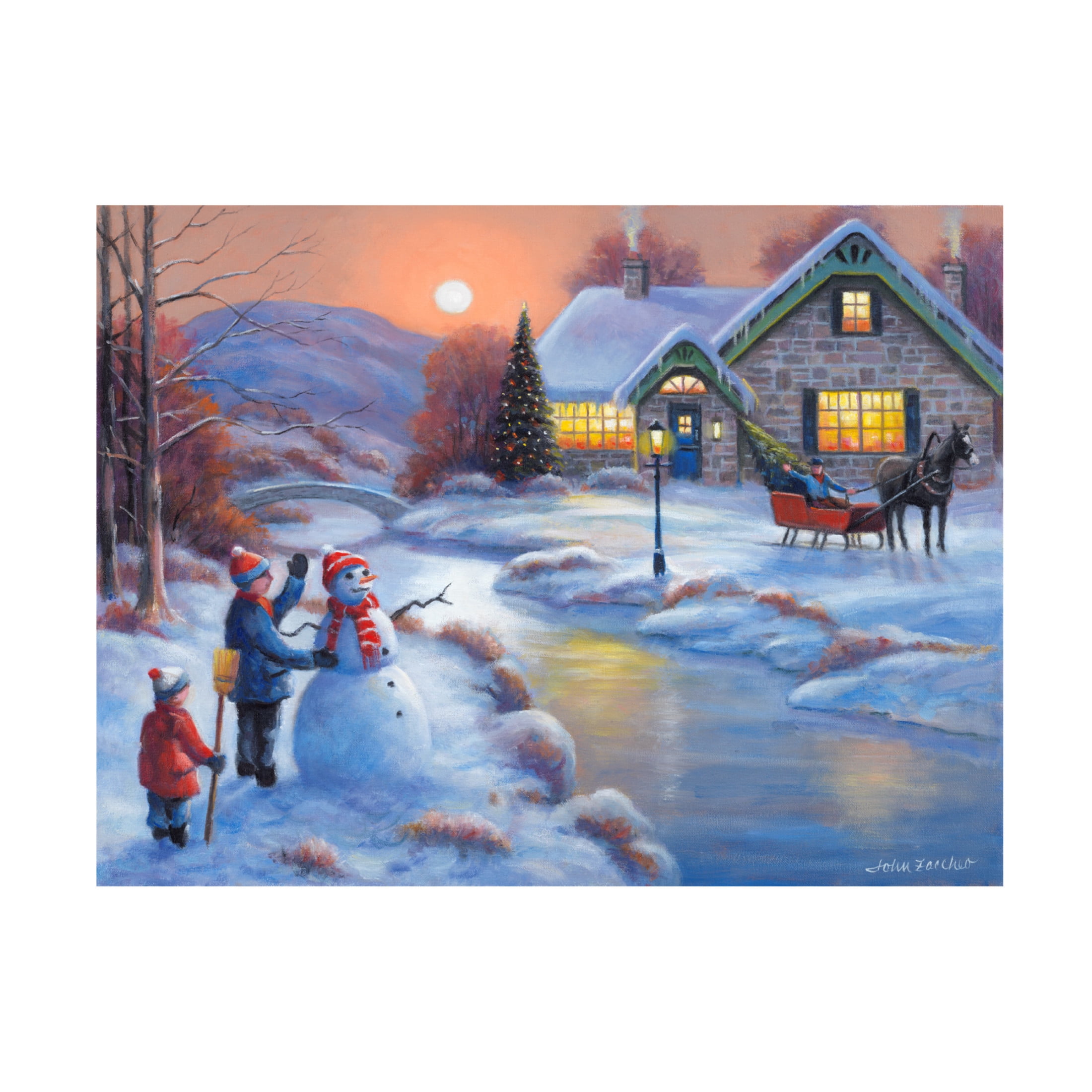 Canvas Wall Art - John Zaccheo 'Riverside Greetings' Wall Art for Living Room, Bedroom, or Office Décor by Trademark Fine Art - 32 x 24 Inches
