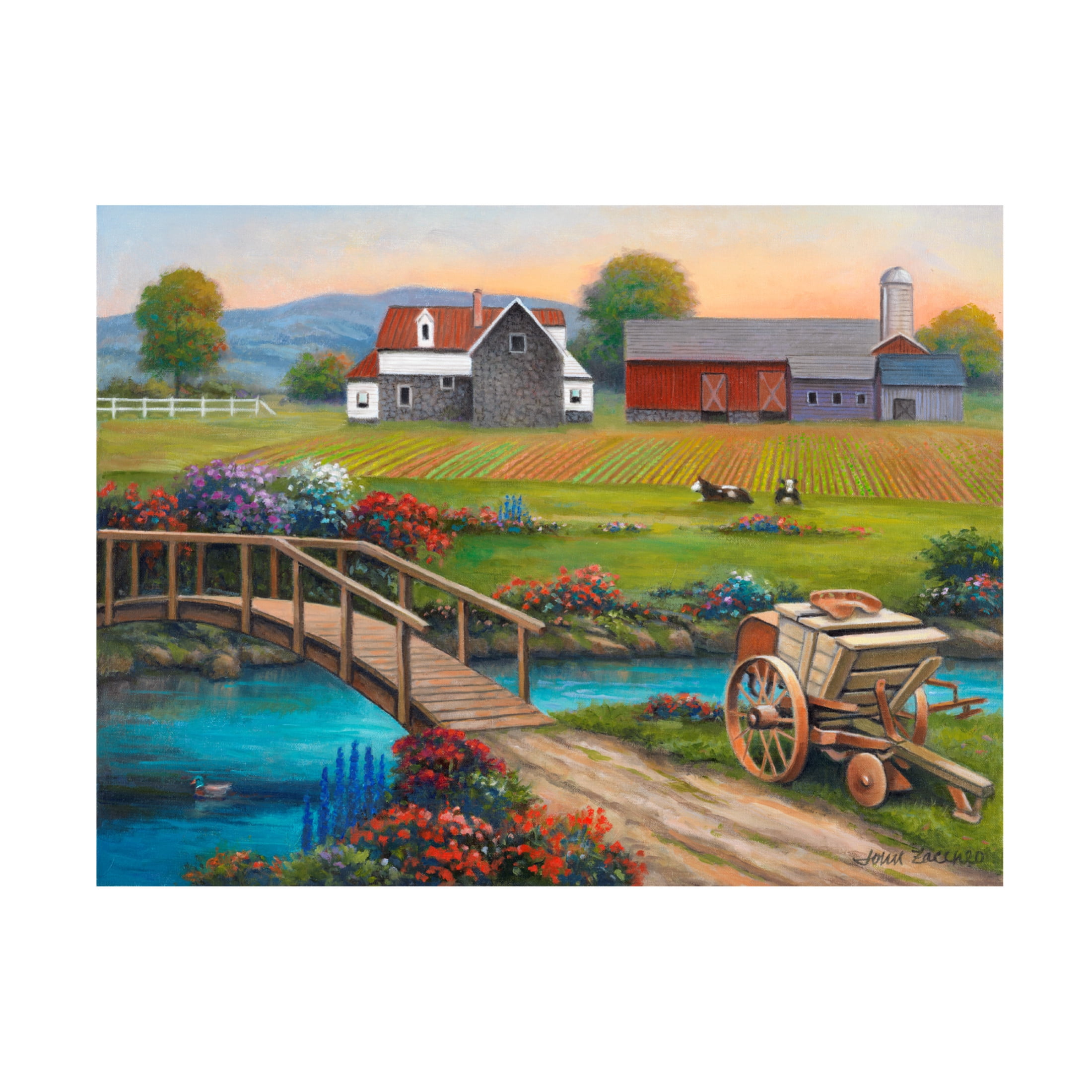 Canvas Wall Art - John Zaccheo 'Sweet Serenity Farm' Wall Art for Living Room, Bedroom, or Office Décor by Trademark Fine Art - 24 x 18 Inches