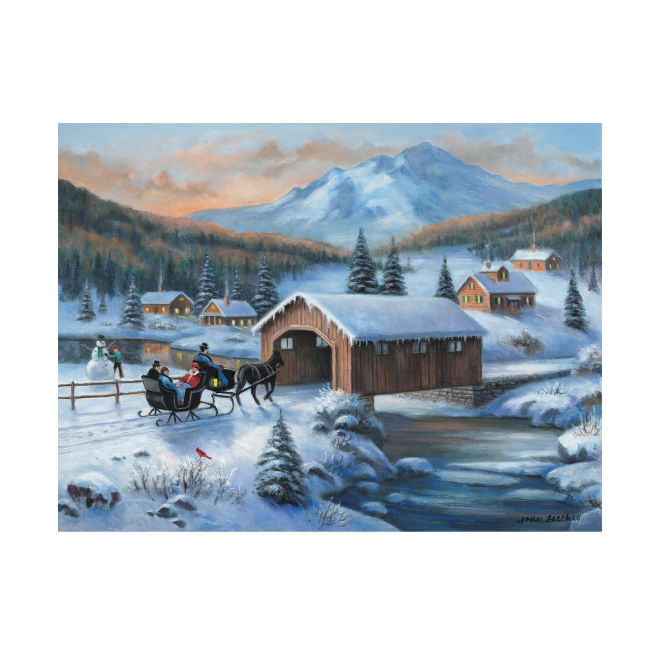 Canvas Wall Art - John Zaccheo 'Winter Wonderland' Wall Art for Living Room, Bedroom, or Office Décor by Trademark Fine Art - 32 x 24 Inches