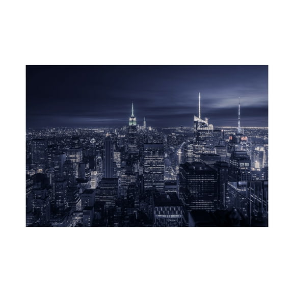 Canvas Wall Art - Jorge Ruiz Dueso 'Blue City' Wall Art for Living Room, Bedroom, or Office D?cor by Trademark Fine Art - 19 x 12 Inches