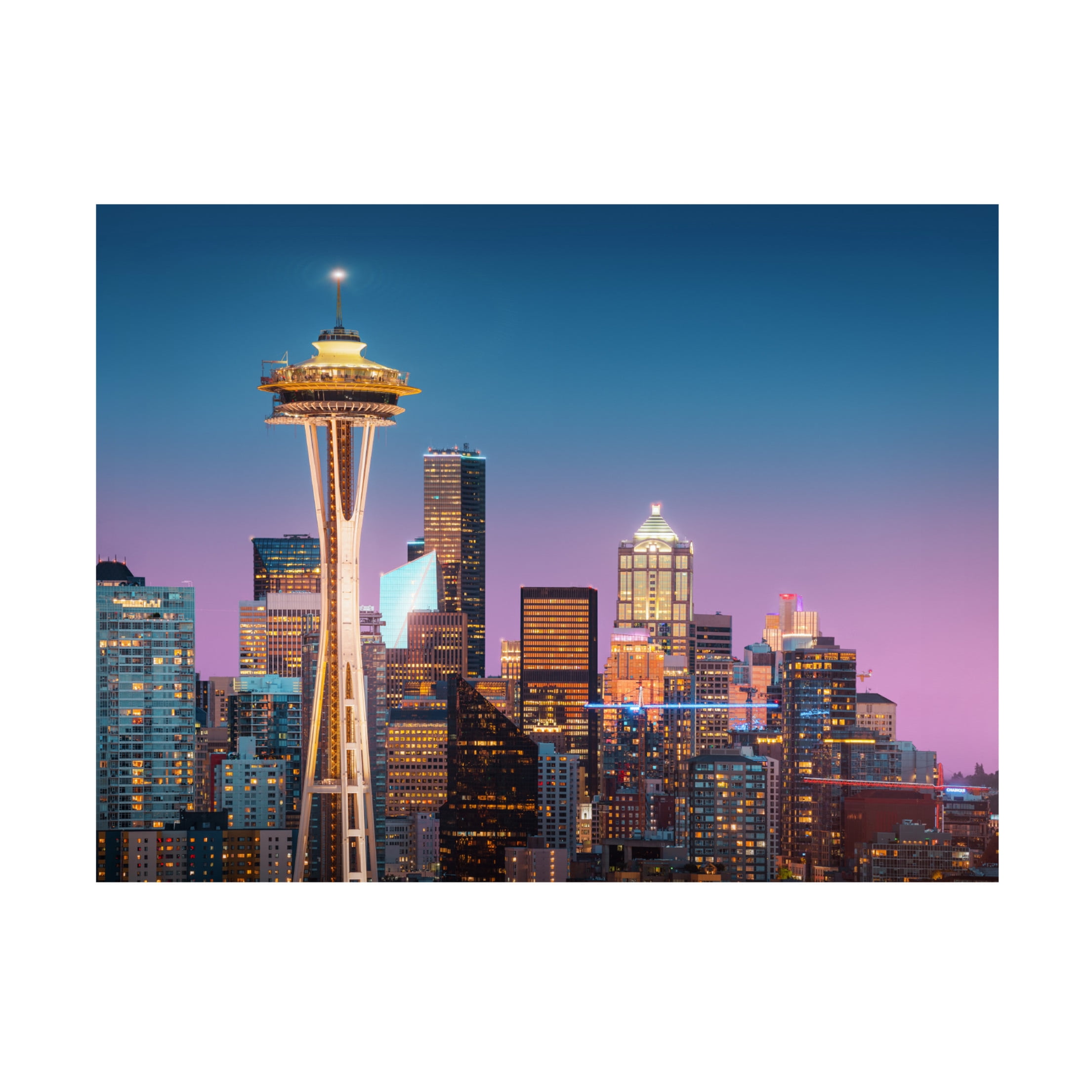 Canvas Wall Art - Juan Pablo de 'Pink Seattle ' Wall Art for Living Room, Bedroom, or Office D?cor by Trademark Fine Art - 47 x 35 Inches