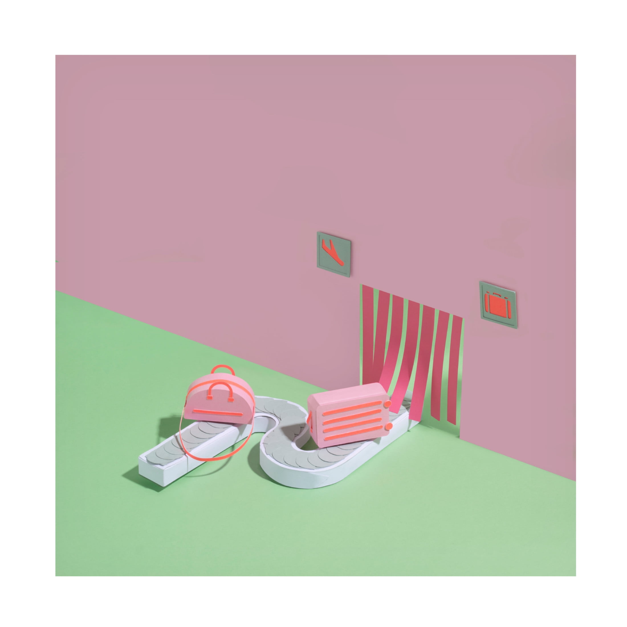 Canvas Wall Art - Julia Ramiro 'Paper Luggage' Wall Art for Living Room, Bedroom, or Office Décor by Trademark Fine Art - 35 x 35 Inches