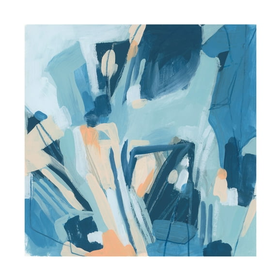 Canvas Wall Art - June Erica Vess 'Blue Elipses II' Wall Art for Living Room, Bedroom, or Office Décor by Trademark Fine Art - 14 x 14 Inches