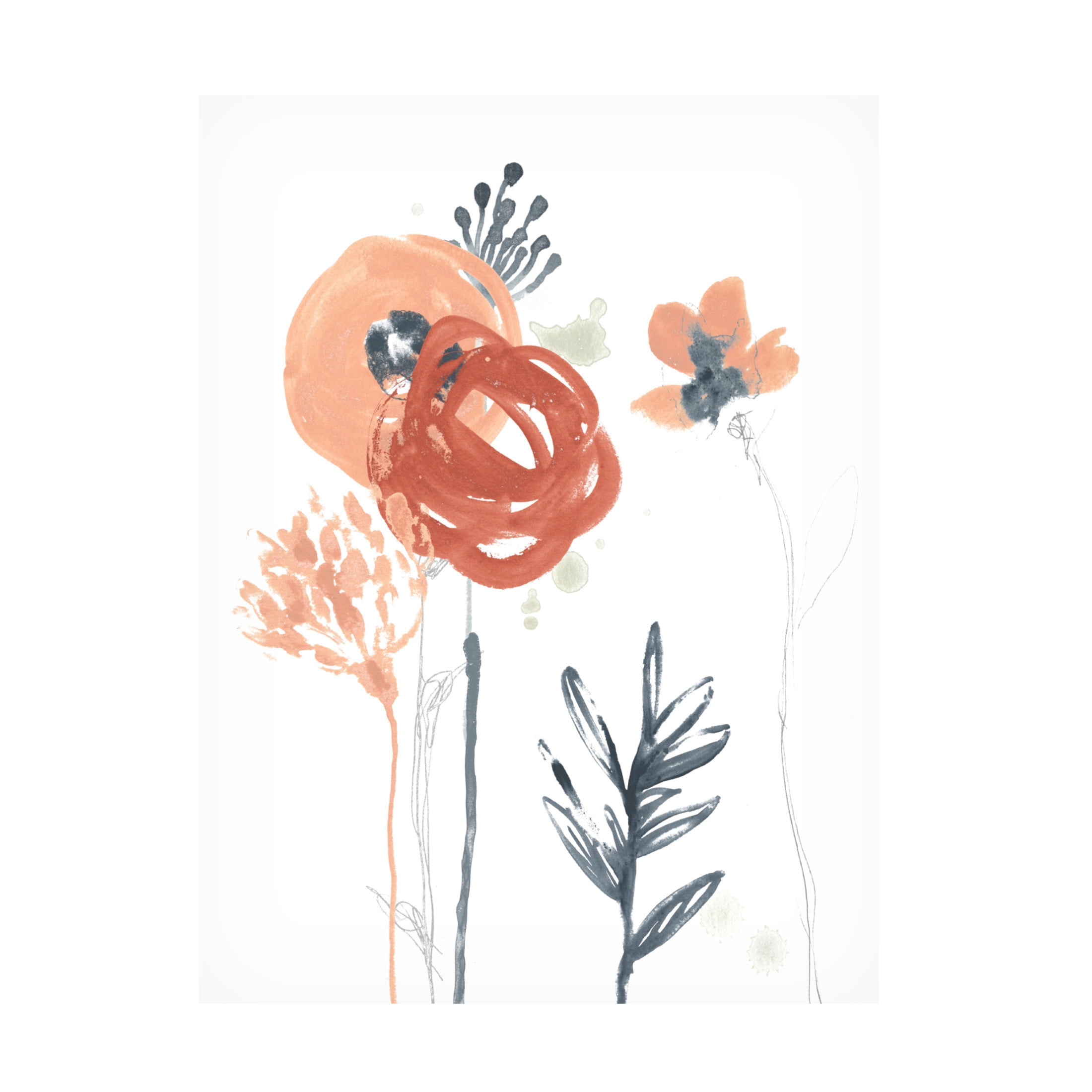 Canvas Wall Art - June Erica Vess 'Blush and Navy Floral I' Wall Art for Living Room, Bedroom, or Office Décor by Trademark Fine Art - 35 x 47 Inches
