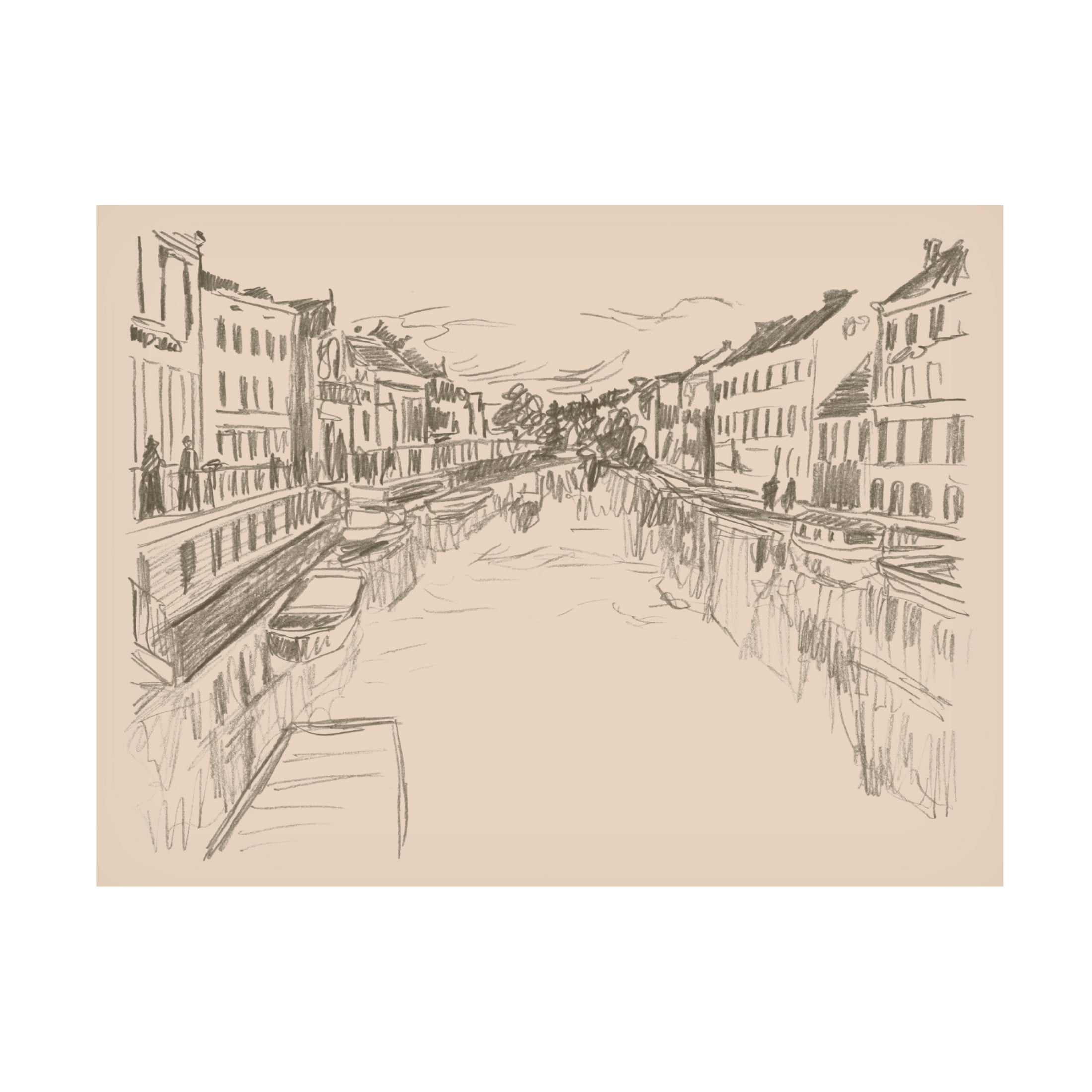 Canvas Wall Art - June Erica Vess 'City Sketches V' Wall Art for Living Room, Bedroom, or Office Décor by Trademark Fine Art - 47 x 35 Inches