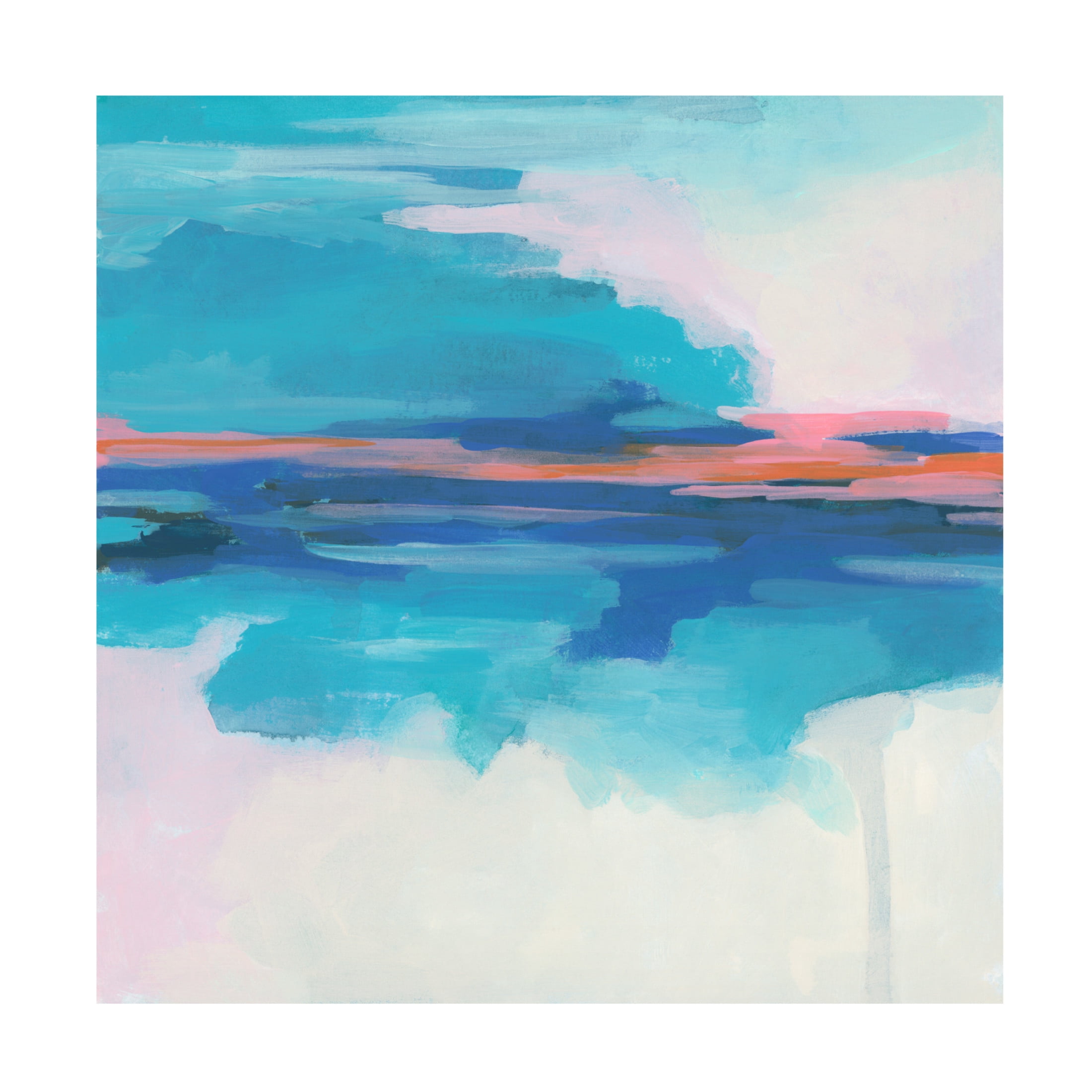 Canvas Wall Art - June Erica Vess 'Cyan Sunset II' Wall Art for Living Room, Bedroom, or Office Décor by Trademark Fine Art - 35 x 35 Inches