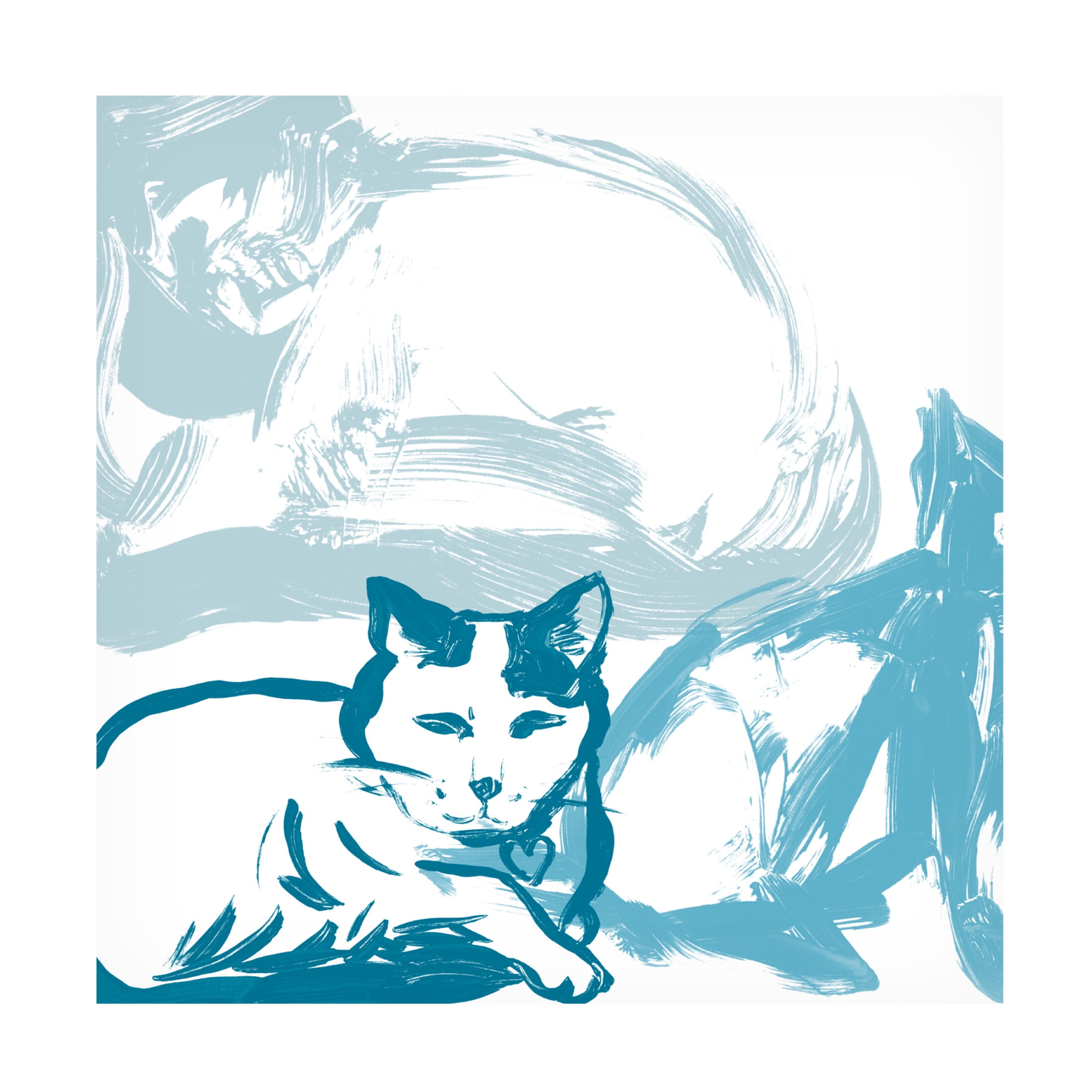 Canvas Wall Art - June Erica Vess 'Paint Box Cats IV' Wall Art for Living Room, Bedroom, or Office Décor by Trademark Fine Art - 14 x 14 Inches