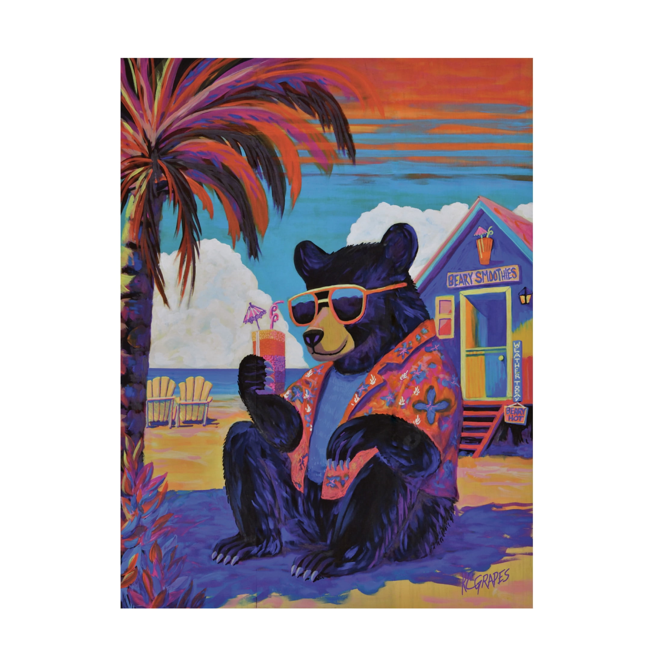 Canvas Wall Art - K.C. Grapes 'Beary Smoothies' Wall Art for Living Room, Bedroom, or Office Décor by Trademark Fine Art - 18 x 24 Inches