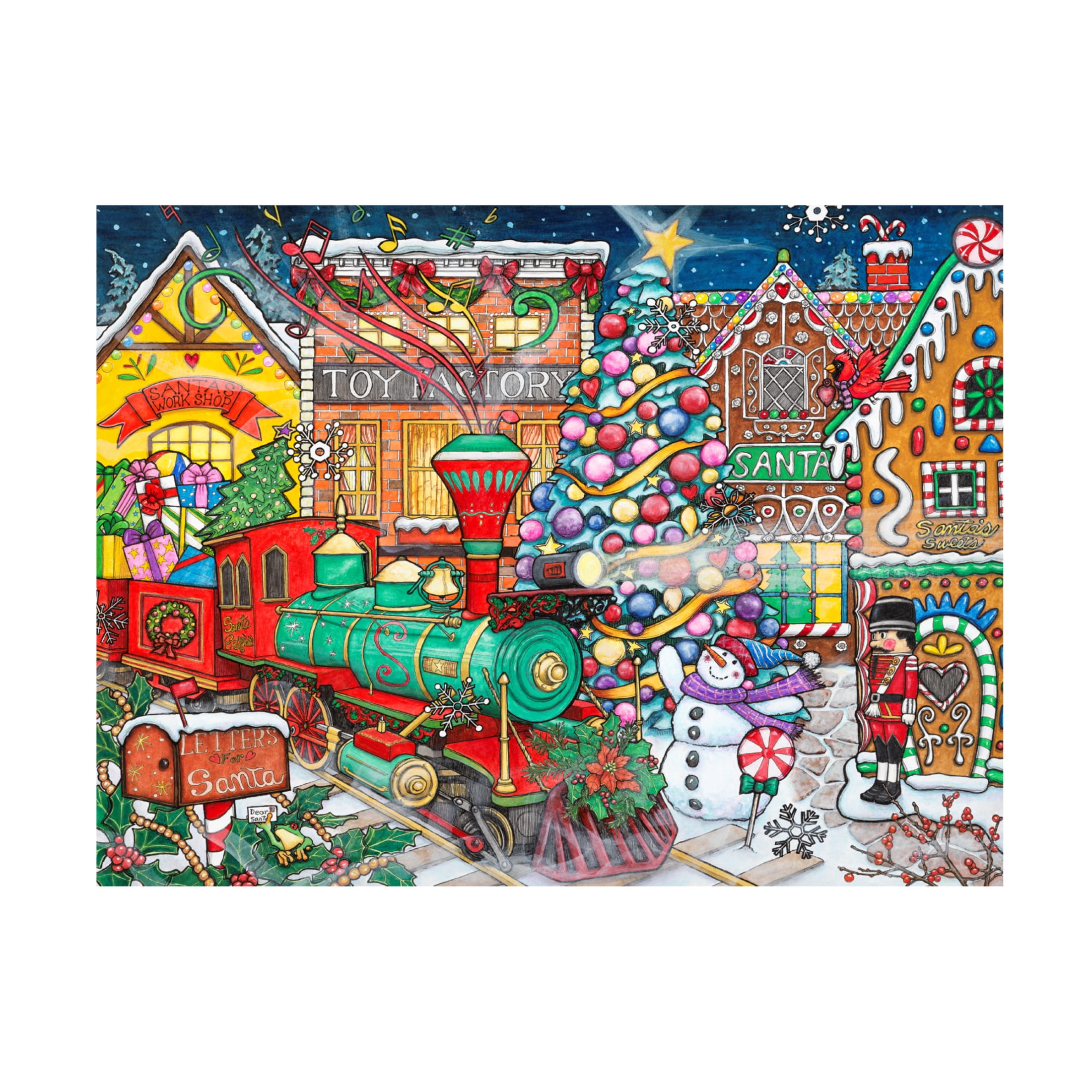 Canvas Wall Art - Kathy Kehoe Bambeck 'Santa's Village' Wall Art for Living Room, Bedroom, or Office Décor by Trademark Fine Art - 19 x 14 Inches